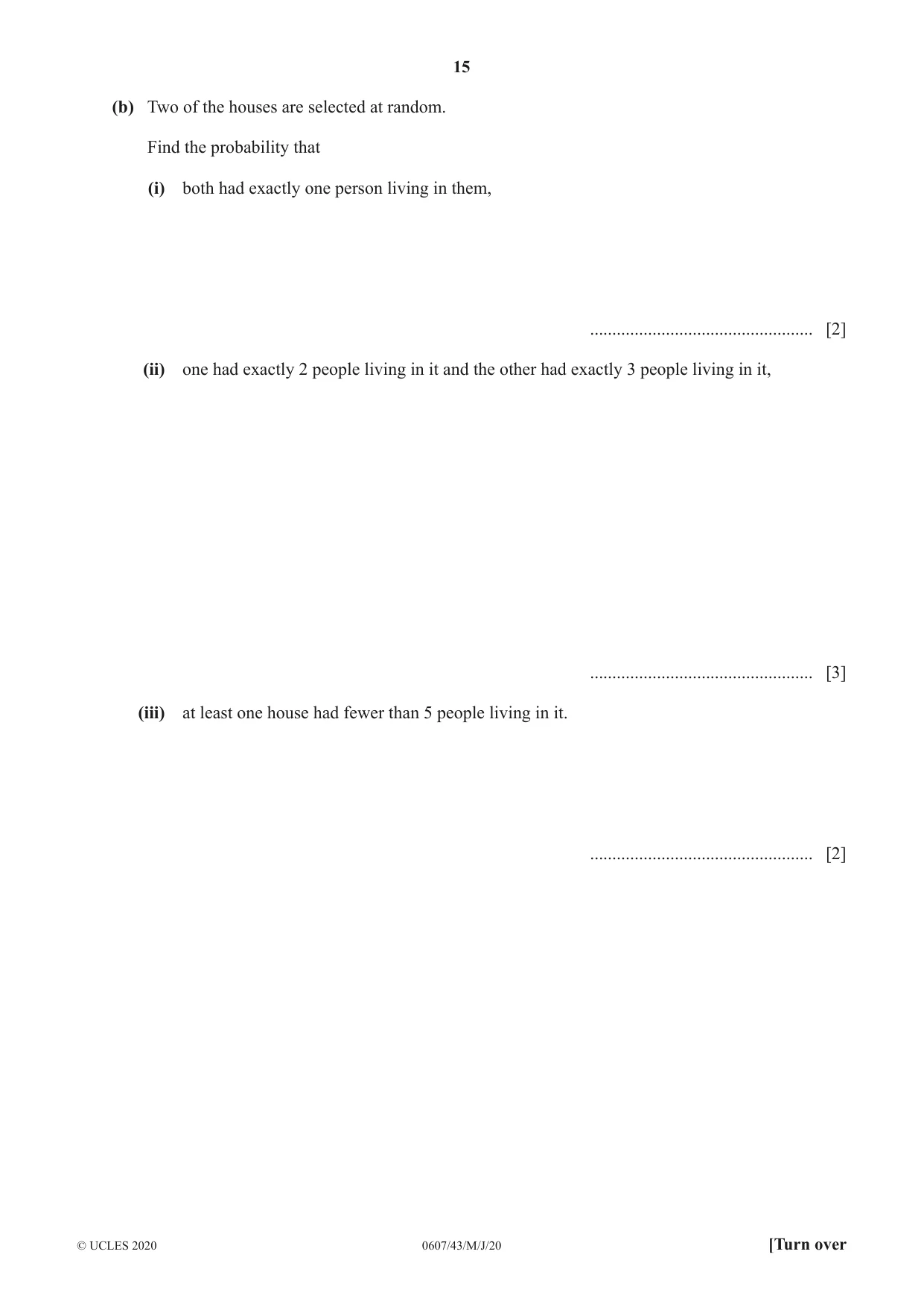 Cambridge IGCSE Mathematics - International 0607 2020 May/June Paper 4 · Variant 3 question paper, page 15 of 20