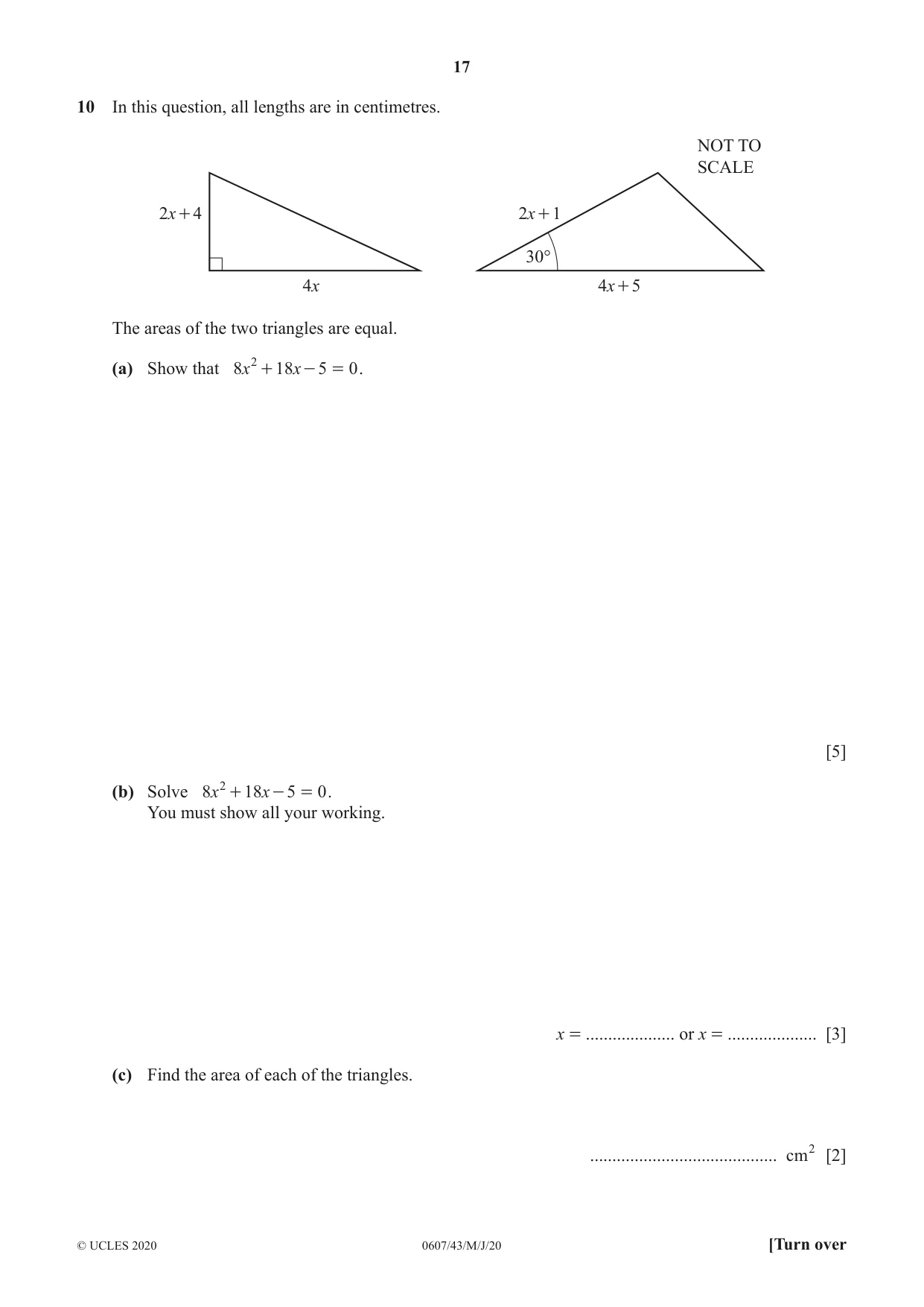 Cambridge IGCSE Mathematics - International 0607 2020 May/June Paper 4 · Variant 3 question paper, page 17 of 20
