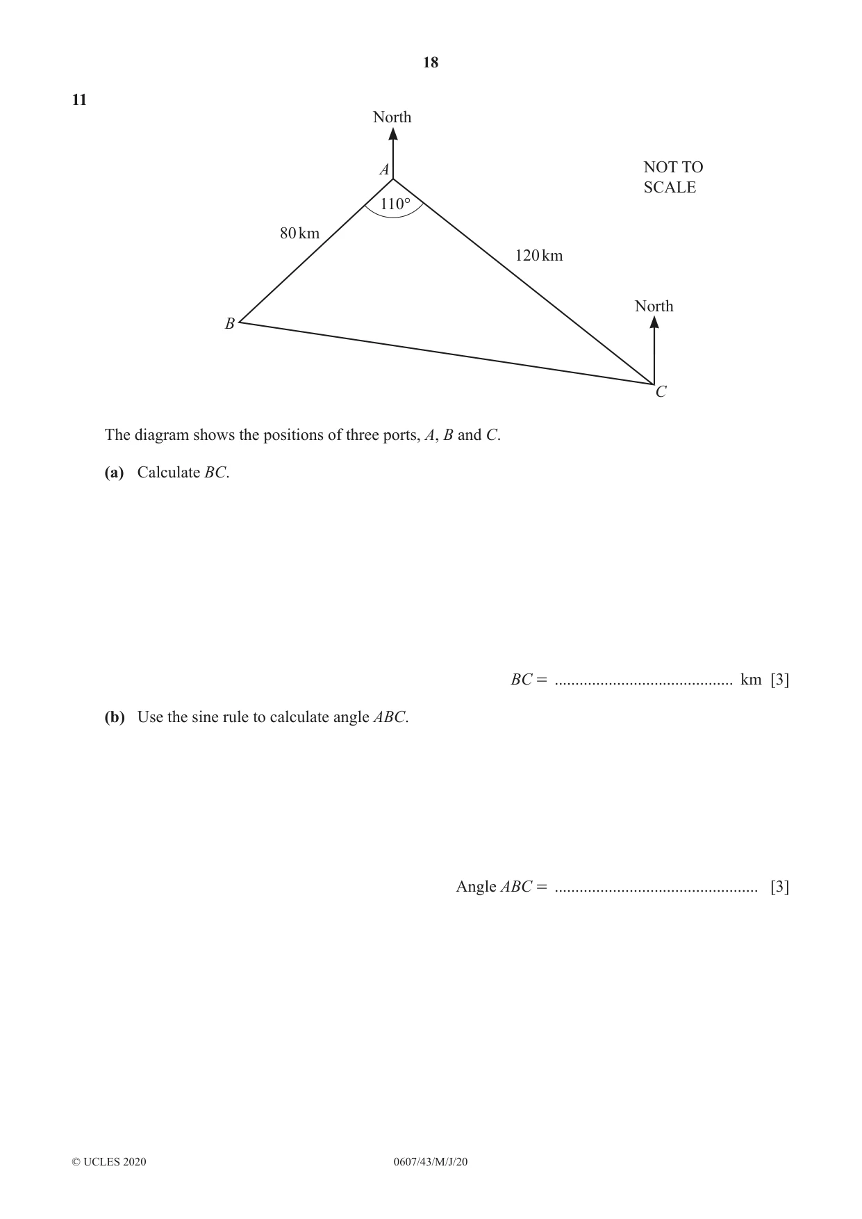Cambridge IGCSE Mathematics - International 0607 2020 May/June Paper 4 · Variant 3 question paper, page 18 of 20