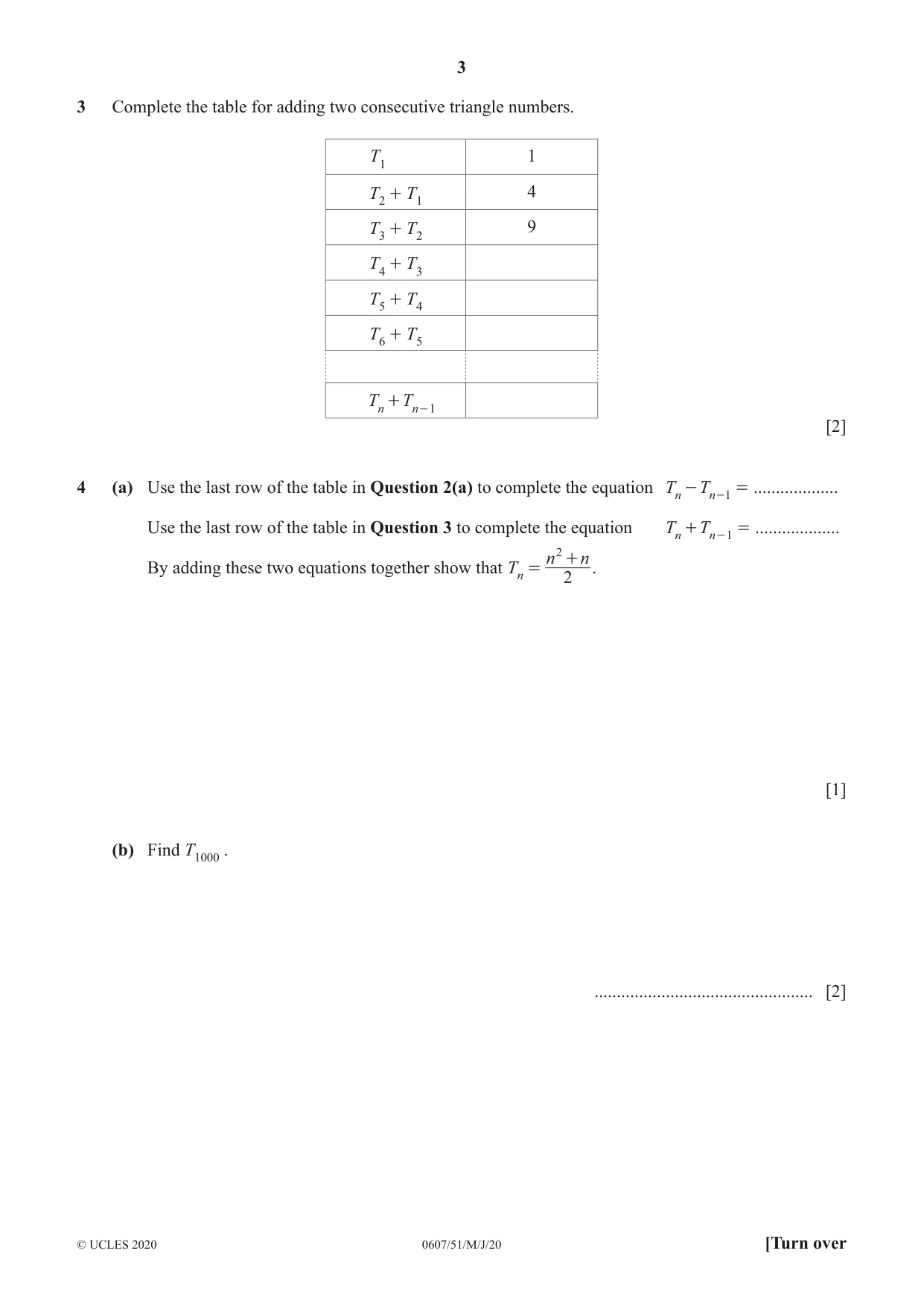 Cambridge IGCSE Mathematics - International 0607 2020 May/June Paper 5 · Variant 1 question paper, page 3 of 8