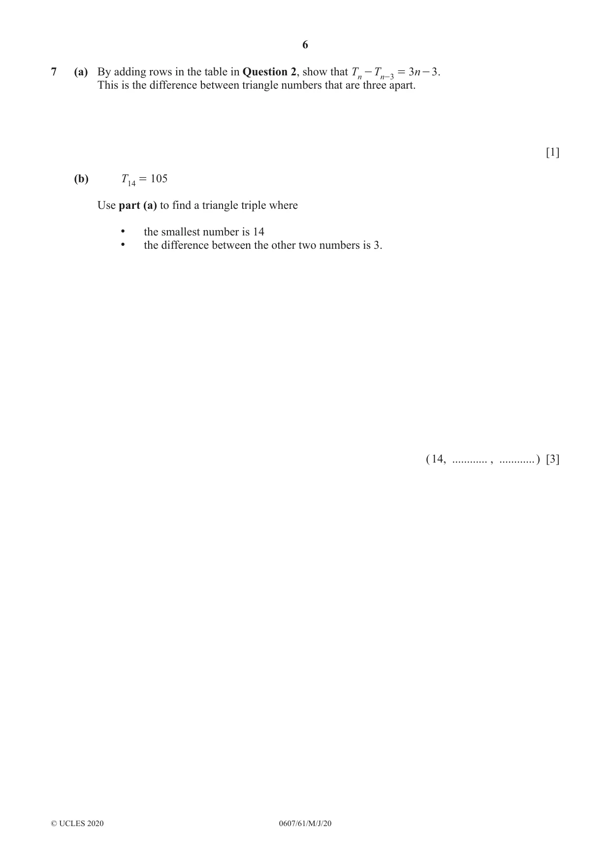 Cambridge IGCSE Mathematics - International 0607 2020 May/June Paper 6 · Variant 1 question paper, page 6 of 12