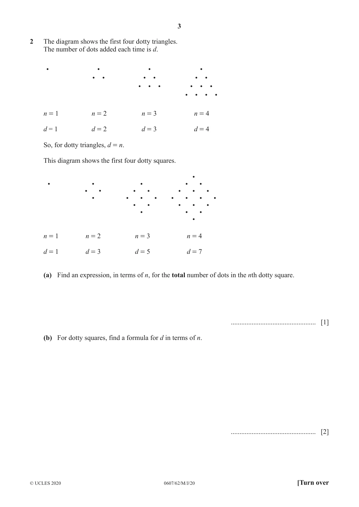 Cambridge IGCSE Mathematics - International 0607 2020 May/June Paper 6 · Variant 2 question paper, page 3 of 12