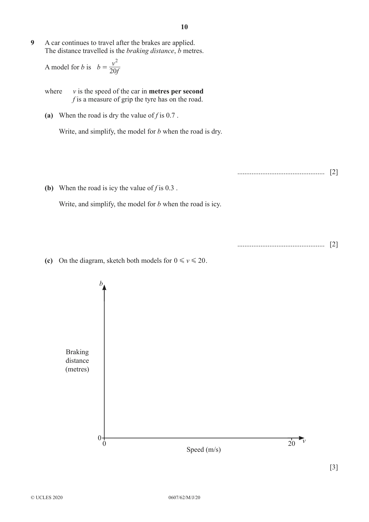 Cambridge IGCSE Mathematics - International 0607 2020 May/June Paper 6 · Variant 2 question paper, page 10 of 12
