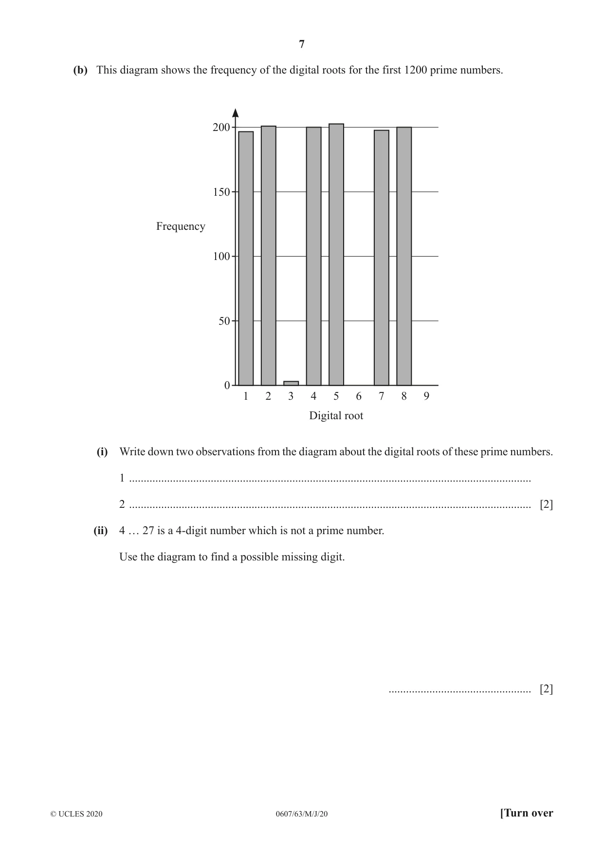 Cambridge IGCSE Mathematics - International 0607 2020 May/June Paper 6 · Variant 3 question paper, page 7 of 12