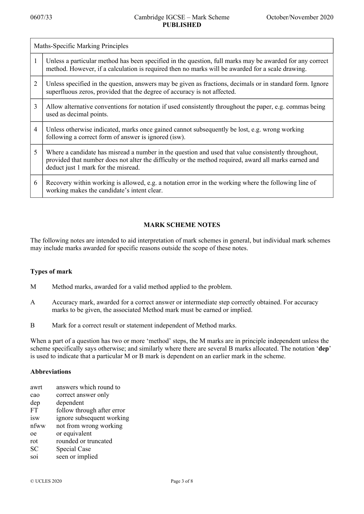 Mark scheme, page 3 of 8