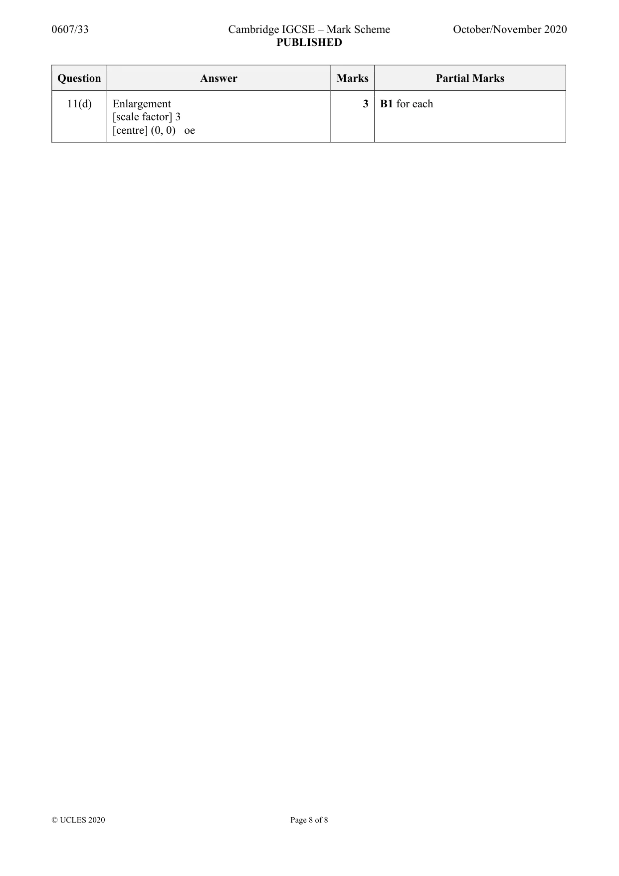 Mark scheme, page 8 of 8