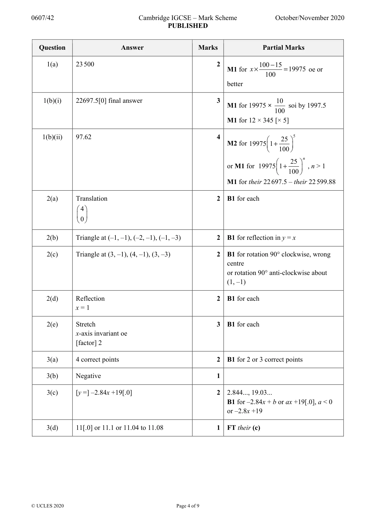 Mark scheme, page 4 of 9