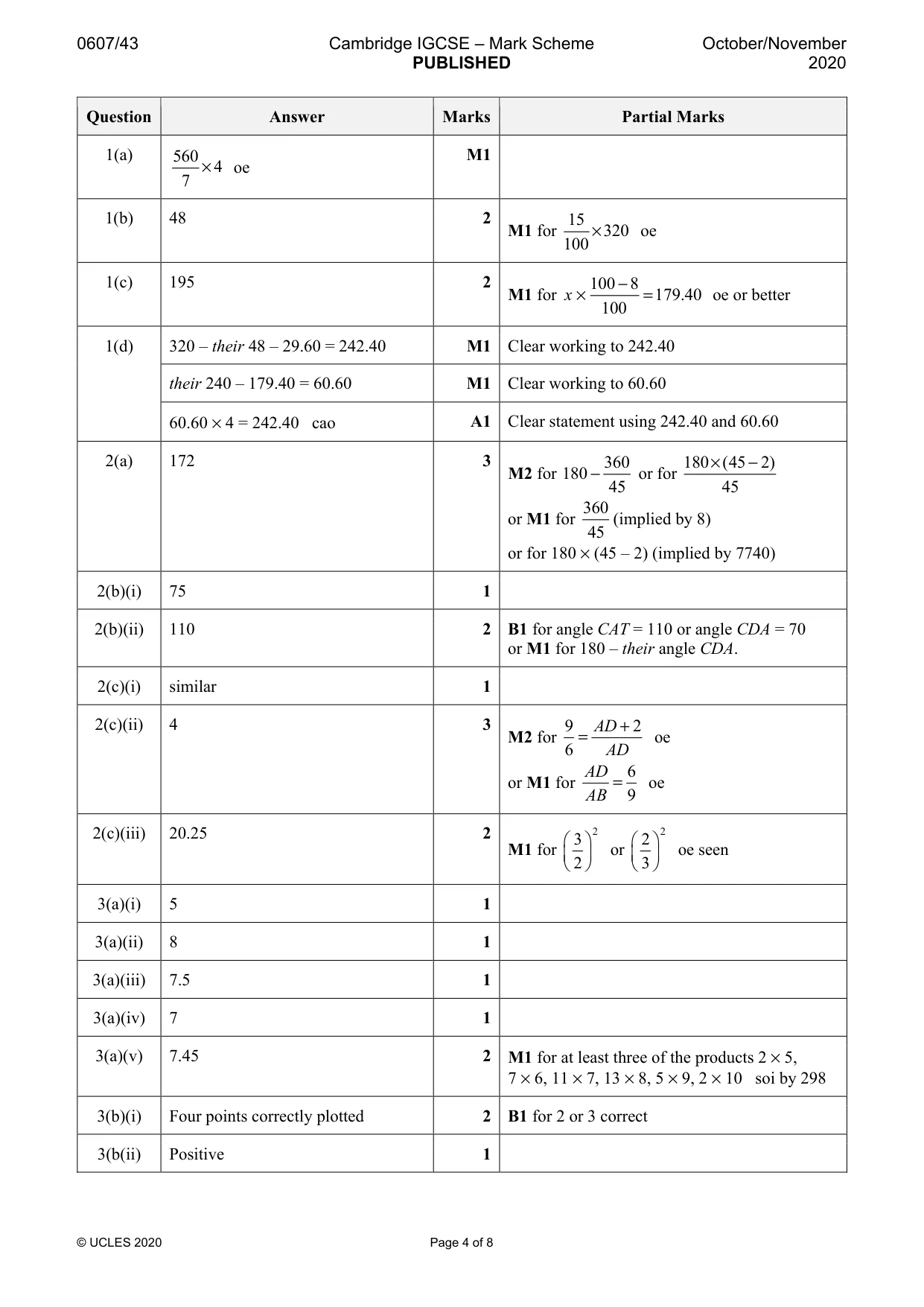 Mark scheme, page 4 of 8