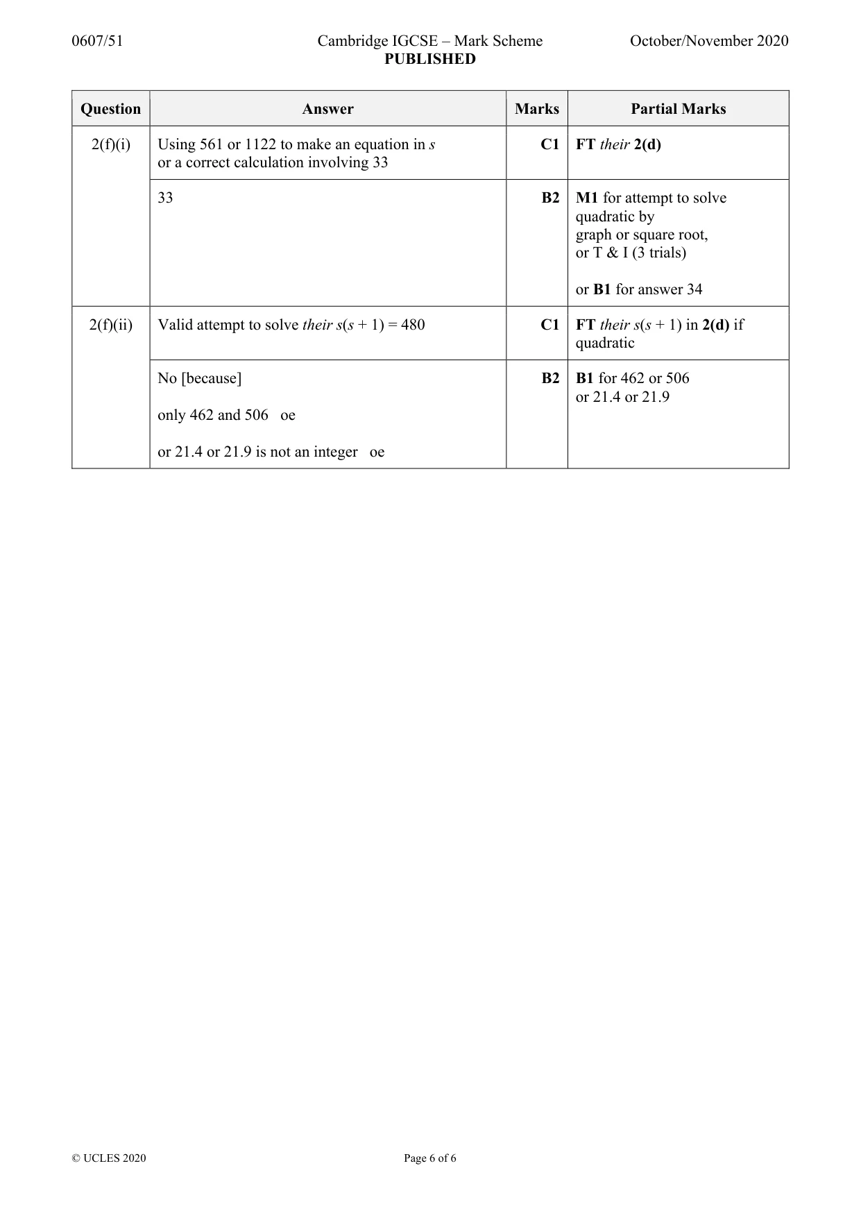 Mark scheme, page 6 of 6