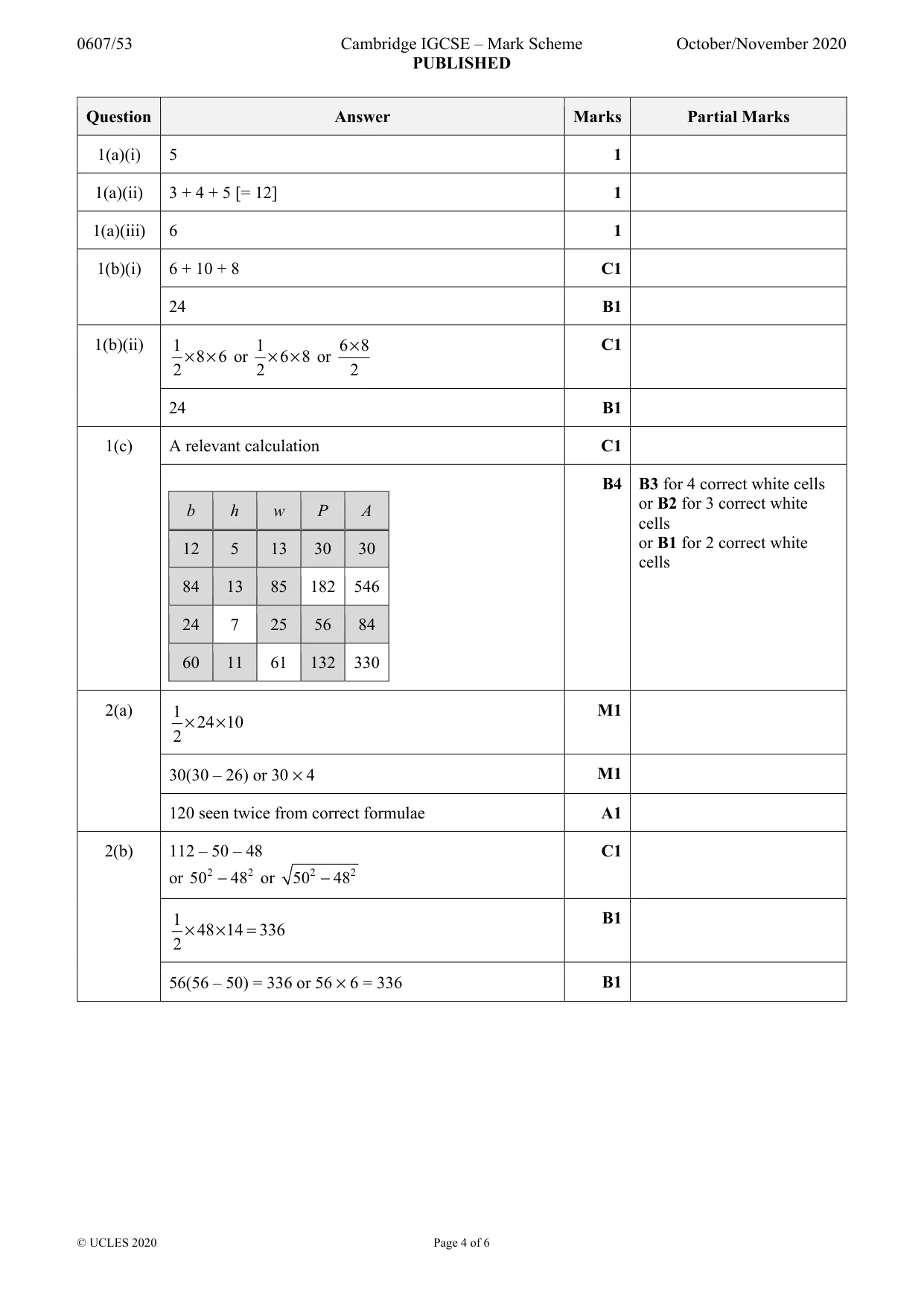Mark scheme, page 4 of 6