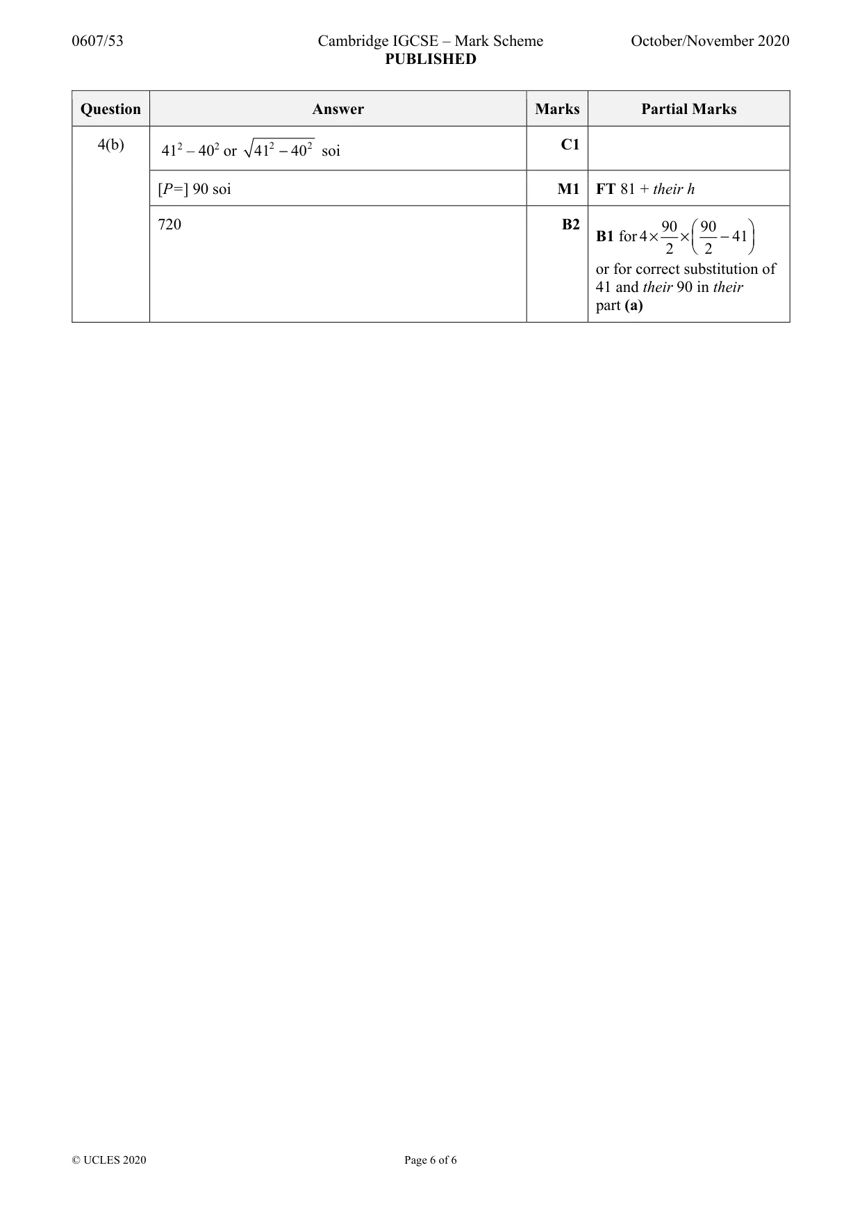 Mark scheme, page 6 of 6