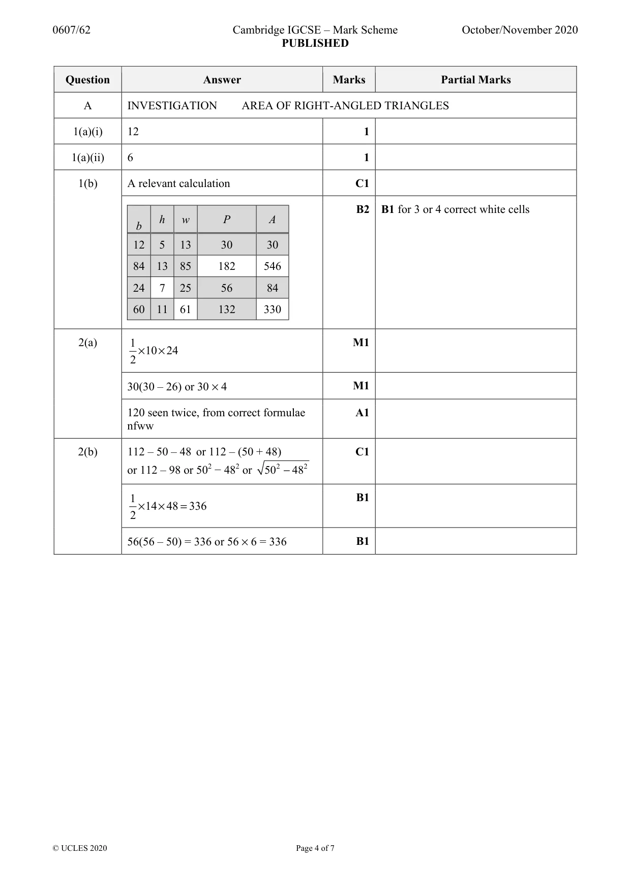 Mark scheme, page 4 of 7