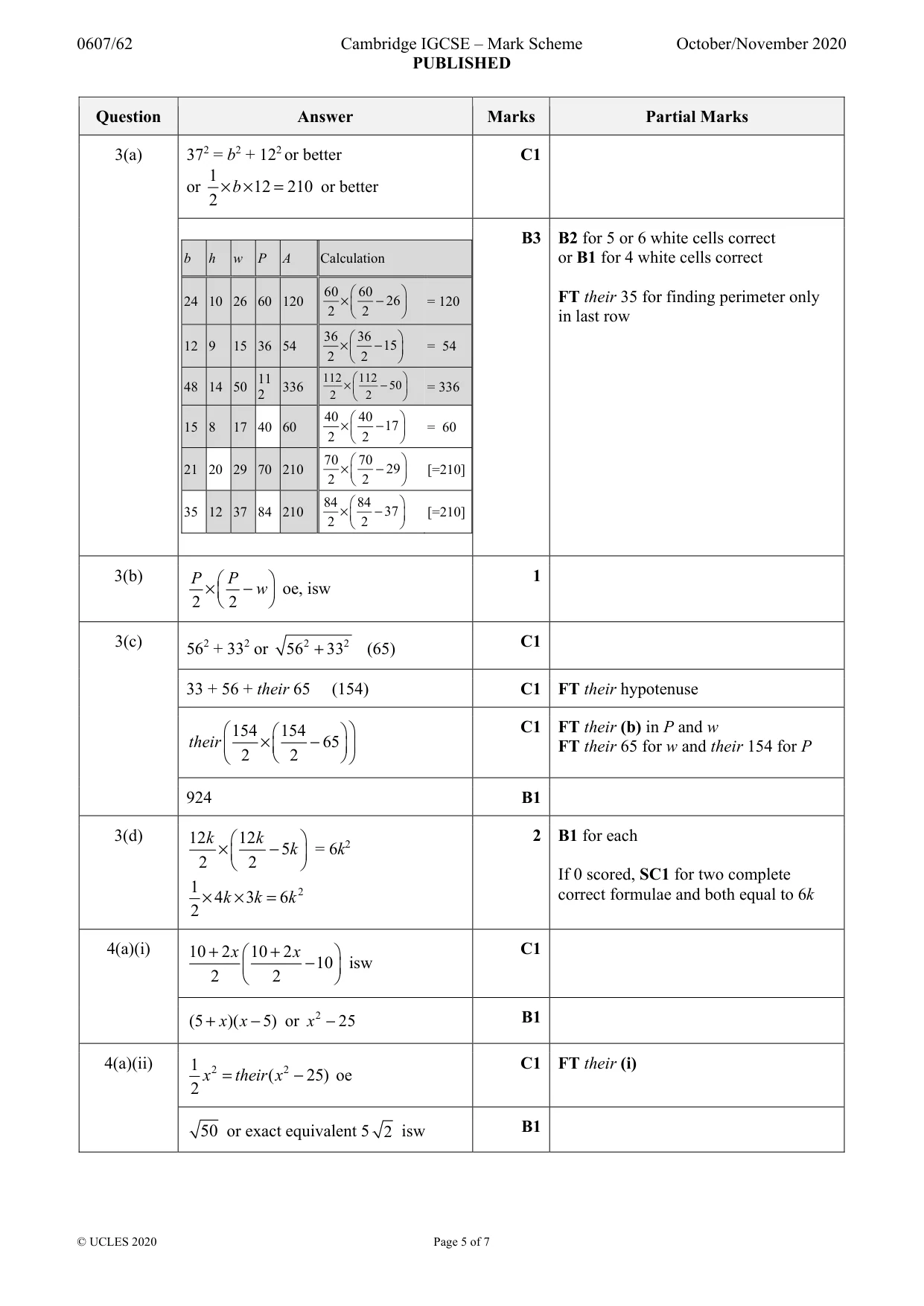 Mark scheme, page 5 of 7