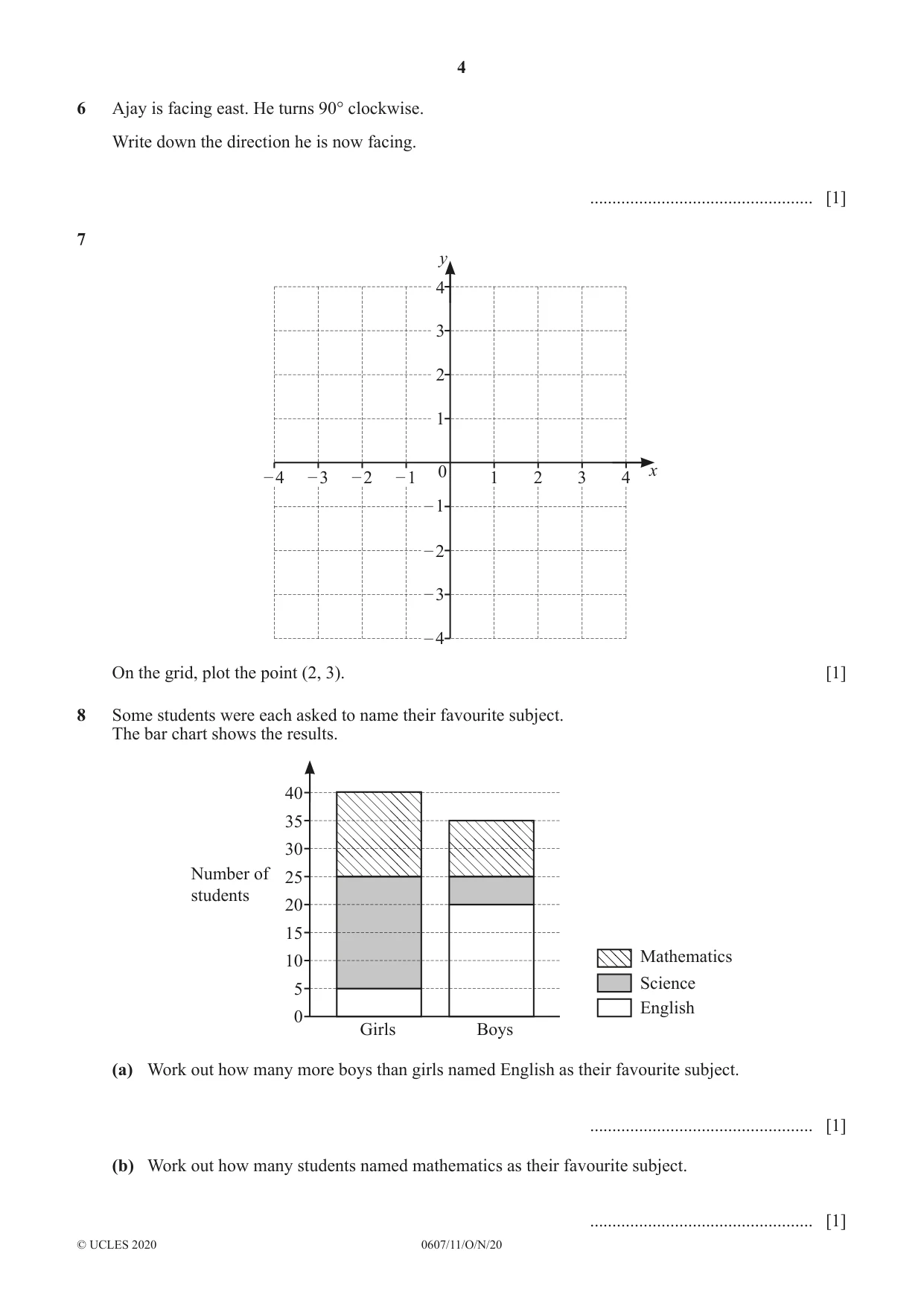 Cambridge IGCSE Mathematics - International 0607 2020 Oct/Nov Paper 1 · Variant 1 question paper, page 4 of 12