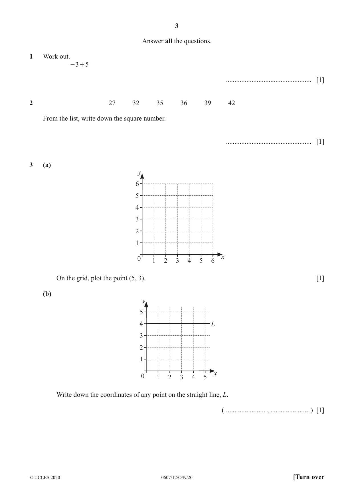 Cambridge IGCSE Mathematics - International 0607 2020 Oct/Nov Paper 1 · Variant 2 question paper, page 3 of 12