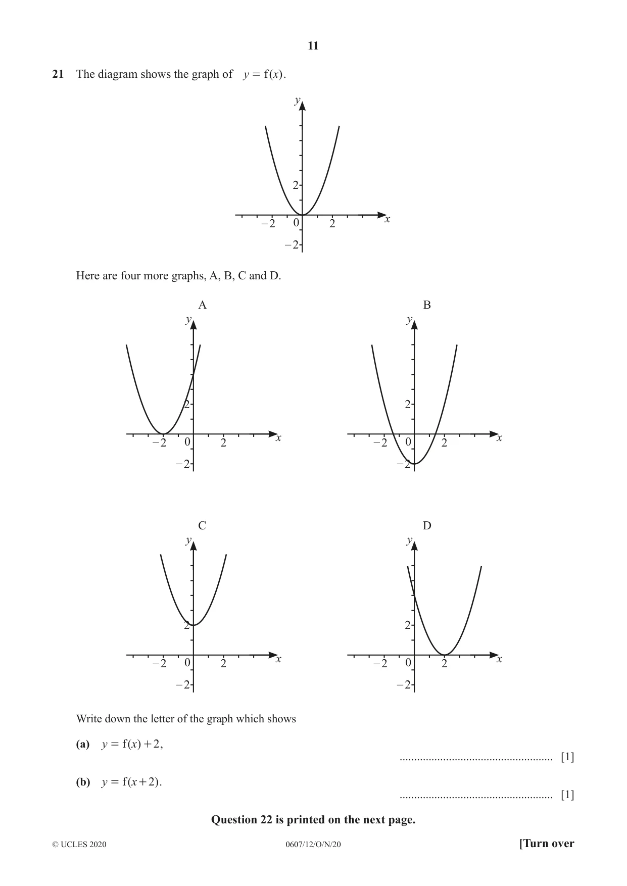 Cambridge IGCSE Mathematics - International 0607 2020 Oct/Nov Paper 1 · Variant 2 question paper, page 11 of 12