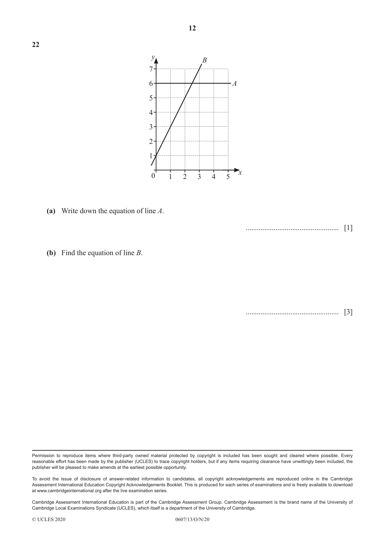 Cambridge IGCSE Mathematics - International 0607 2020 Oct/Nov Paper 1 · Variant 3 question paper, page 12 of 12