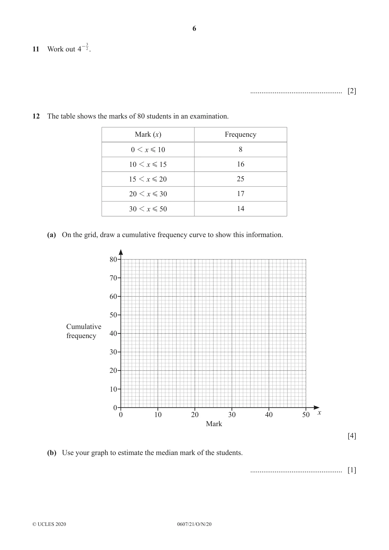 Cambridge IGCSE Mathematics - International 0607 2020 Oct/Nov Paper 2 · Variant 1 question paper, page 6 of 8