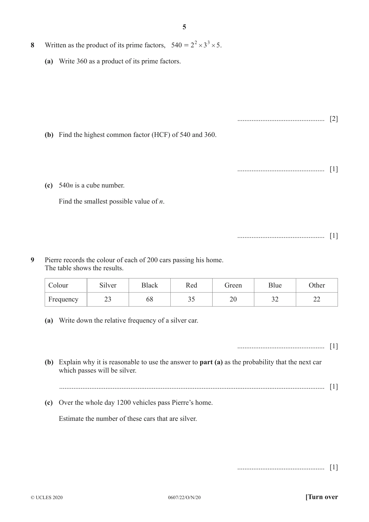 Cambridge IGCSE Mathematics - International 0607 2020 Oct/Nov Paper 2 · Variant 2 question paper, page 5 of 8