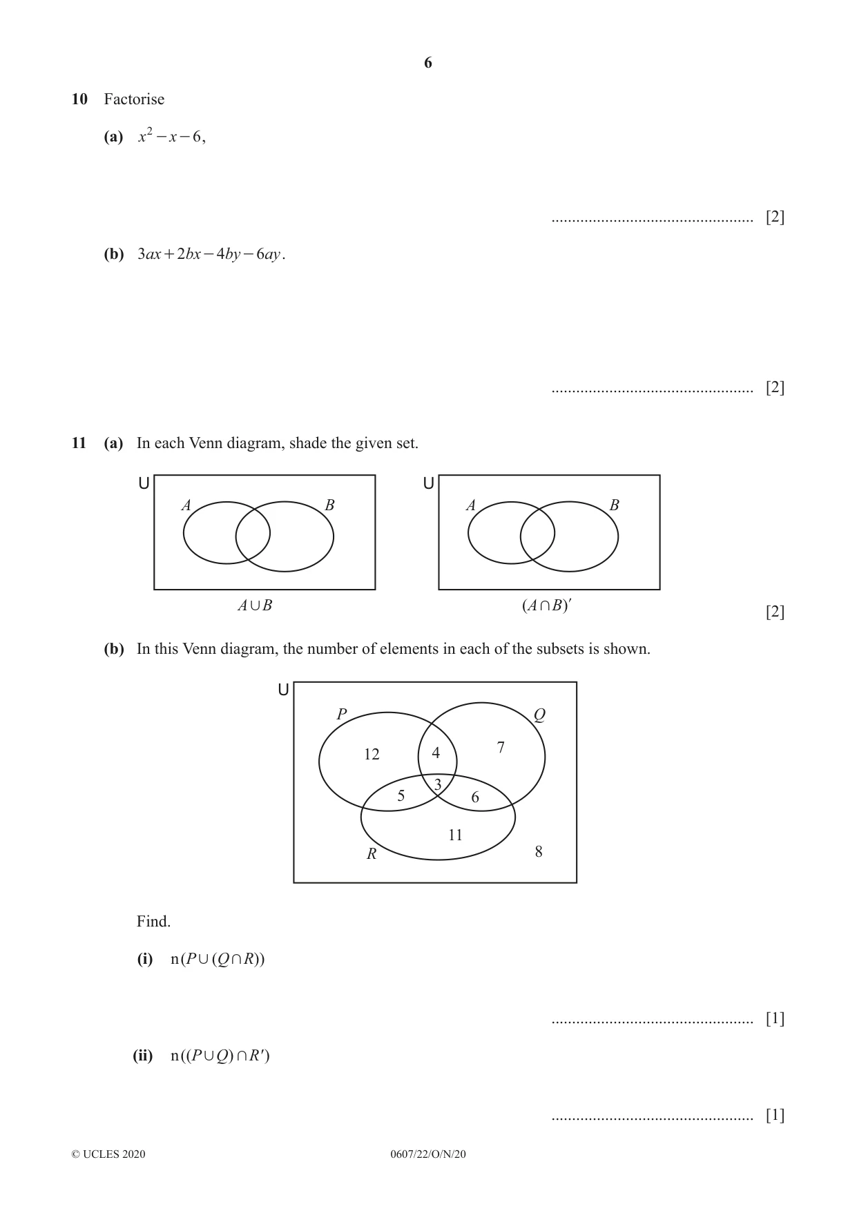 Cambridge IGCSE Mathematics - International 0607 2020 Oct/Nov Paper 2 · Variant 2 question paper, page 6 of 8