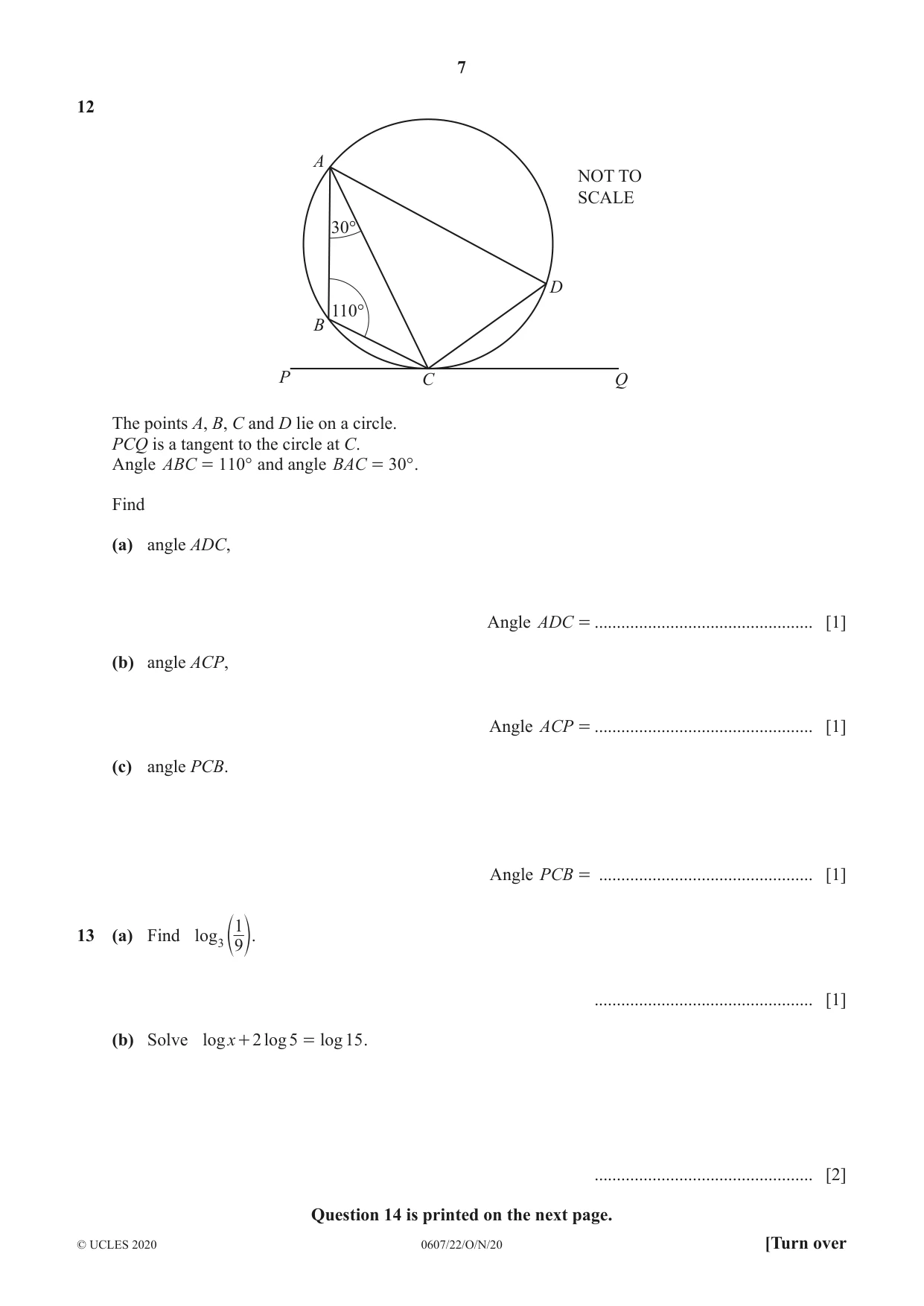 Cambridge IGCSE Mathematics - International 0607 2020 Oct/Nov Paper 2 · Variant 2 question paper, page 7 of 8