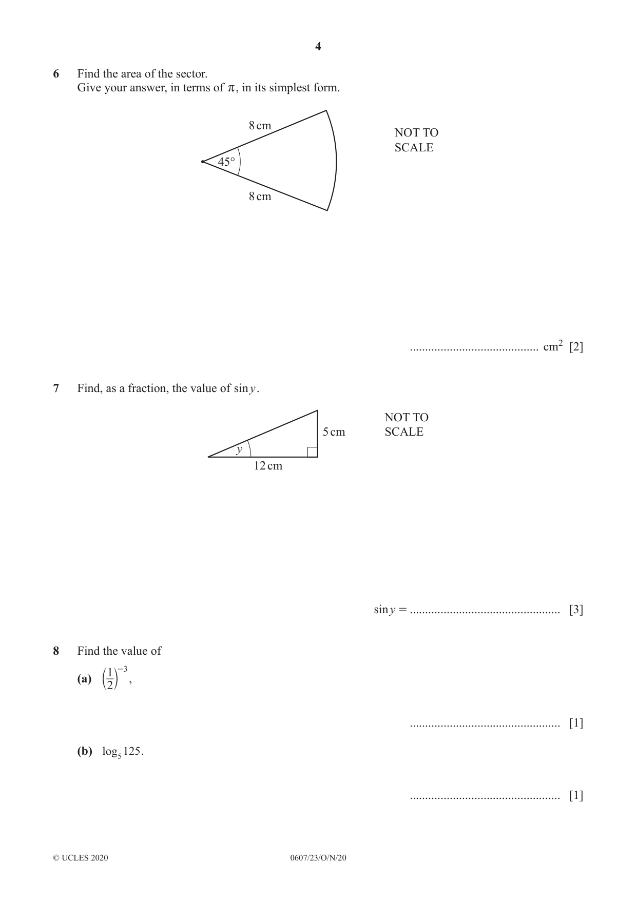 Cambridge IGCSE Mathematics - International 0607 2020 Oct/Nov Paper 2 · Variant 3 question paper, page 4 of 8