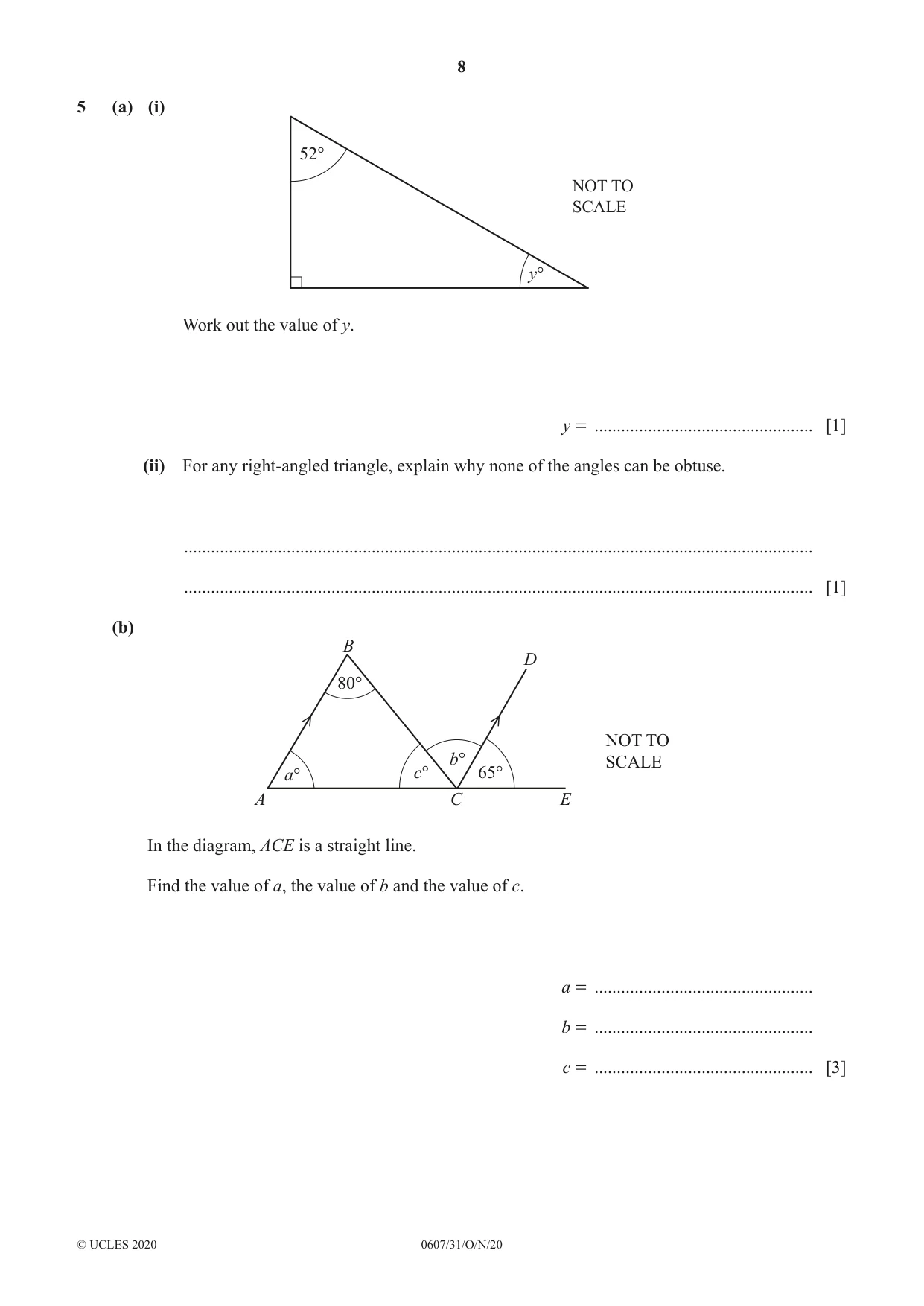 Cambridge IGCSE Mathematics - International 0607 2020 Oct/Nov Paper 3 · Variant 1 question paper, page 8 of 20