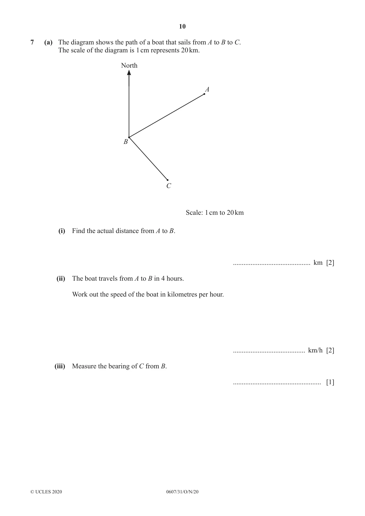 Cambridge IGCSE Mathematics - International 0607 2020 Oct/Nov Paper 3 · Variant 1 question paper, page 10 of 20