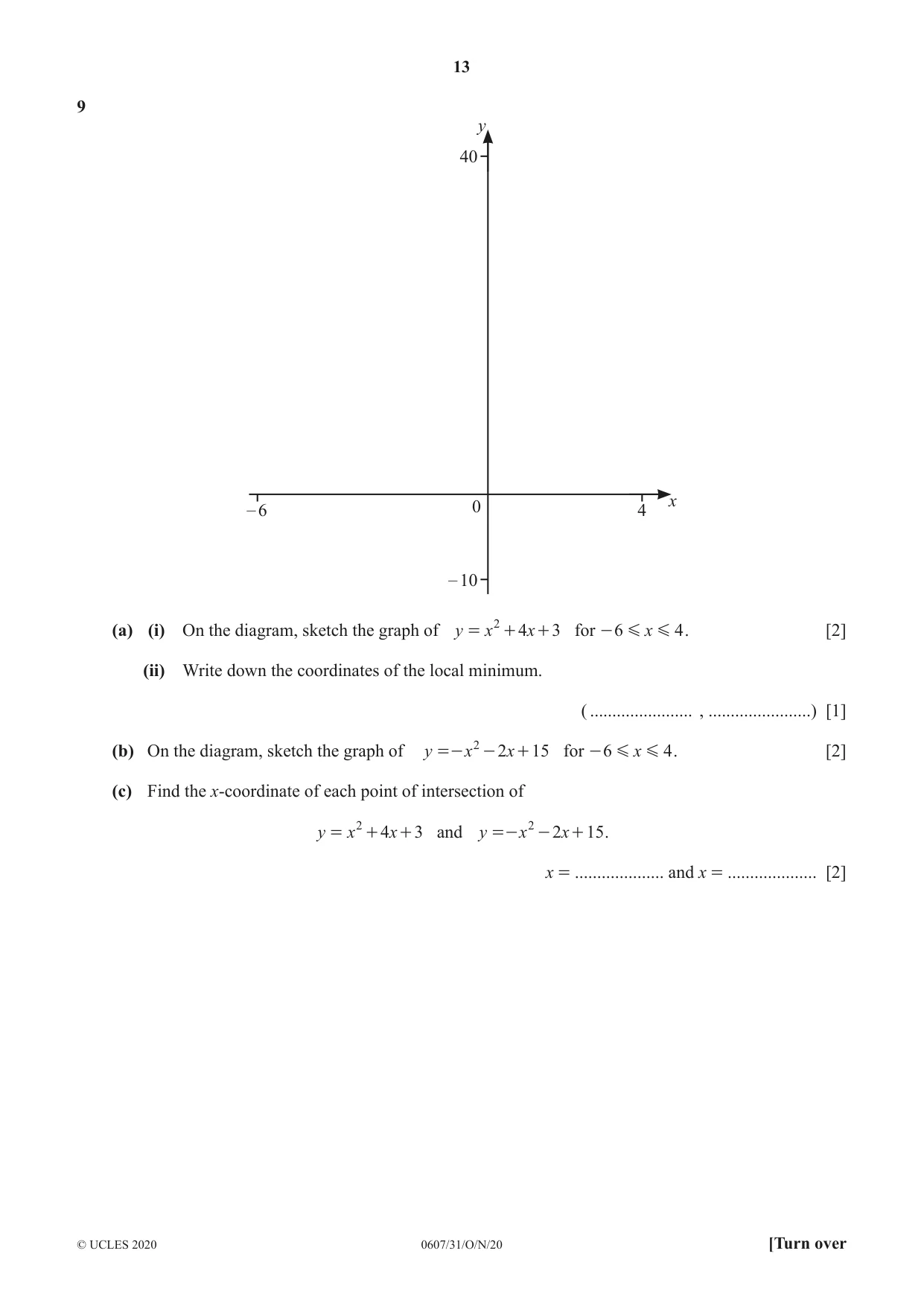 Cambridge IGCSE Mathematics - International 0607 2020 Oct/Nov Paper 3 · Variant 1 question paper, page 13 of 20