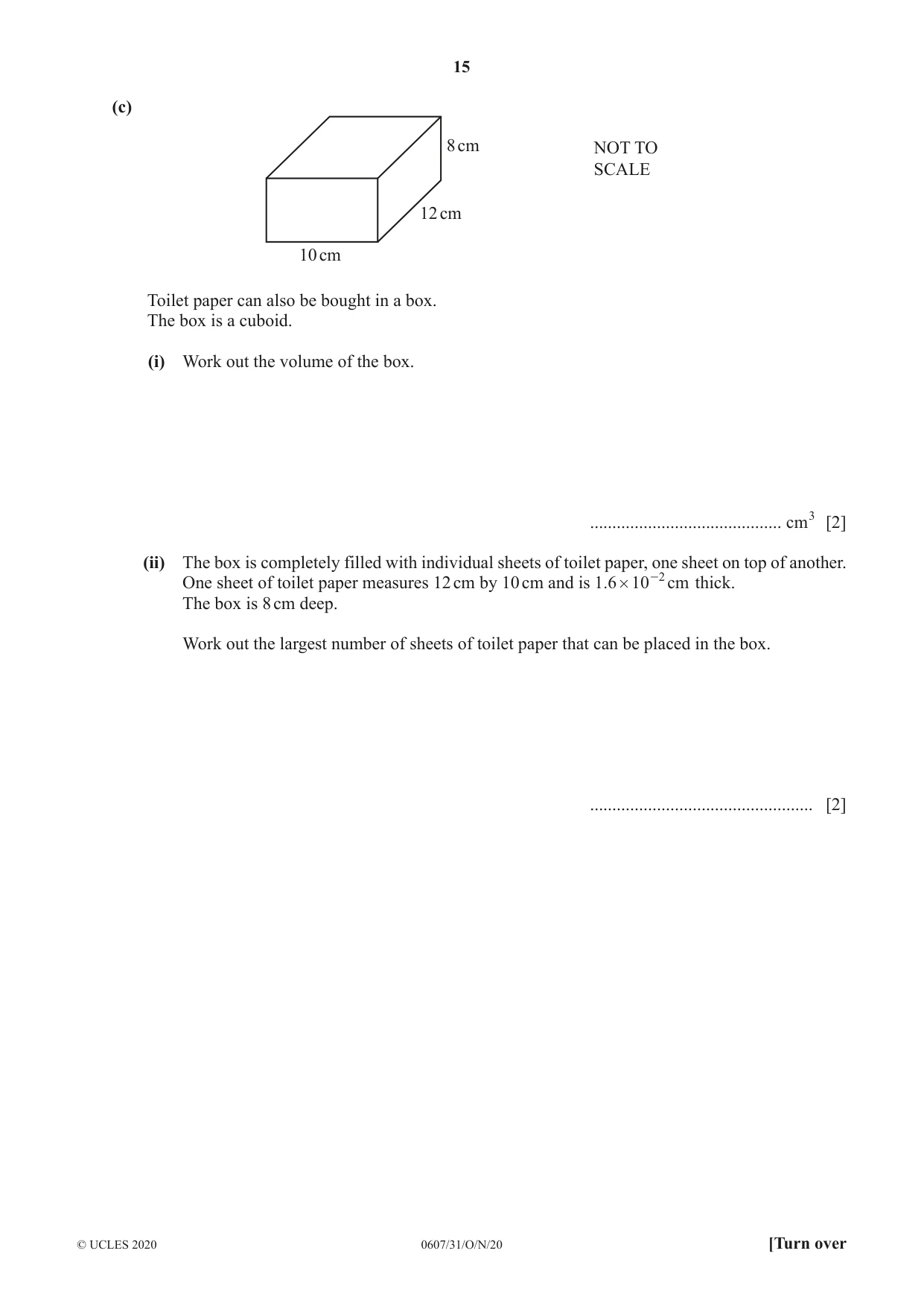 Cambridge IGCSE Mathematics - International 0607 2020 Oct/Nov Paper 3 · Variant 1 question paper, page 15 of 20
