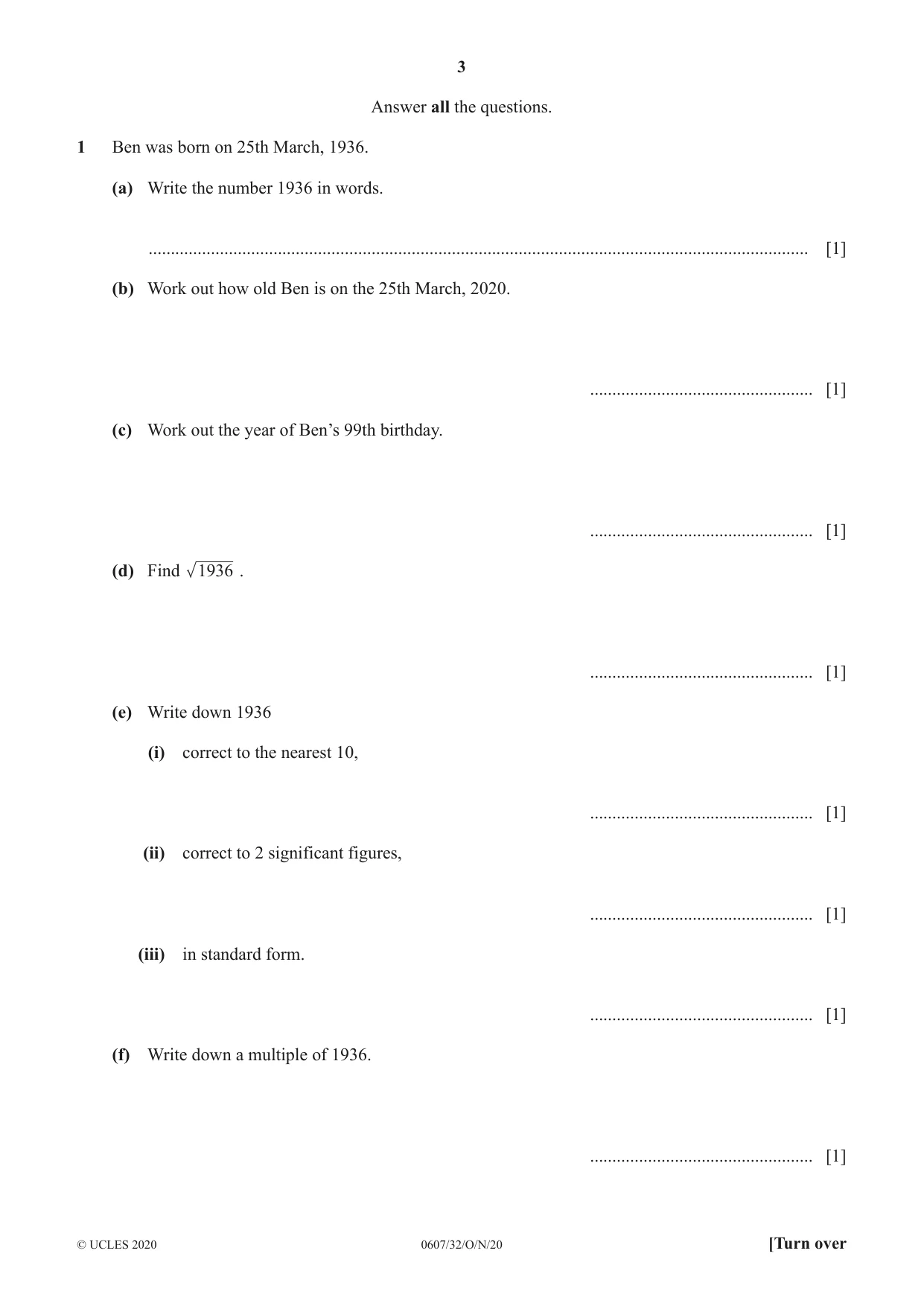 Cambridge IGCSE Mathematics - International 0607 2020 Oct/Nov Paper 3 · Variant 2 question paper, page 3 of 16