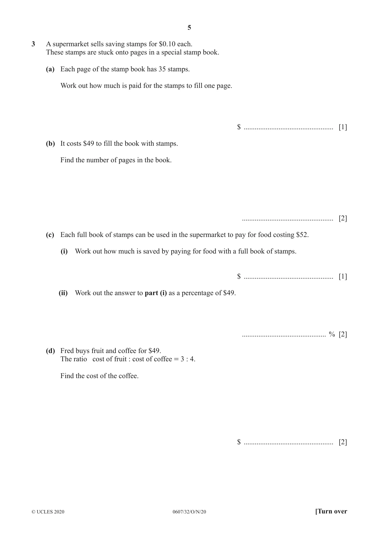 Cambridge IGCSE Mathematics - International 0607 2020 Oct/Nov Paper 3 · Variant 2 question paper, page 5 of 16