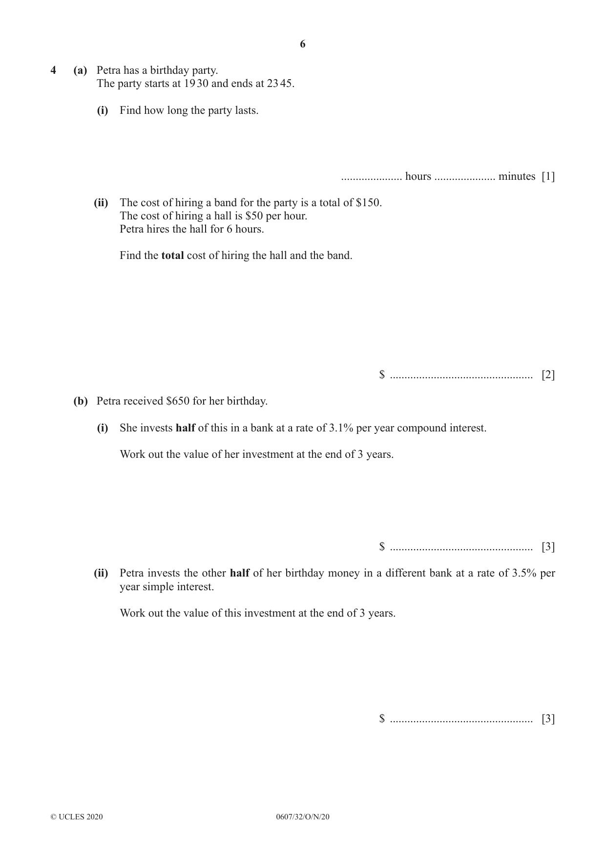 Cambridge IGCSE Mathematics - International 0607 2020 Oct/Nov Paper 3 · Variant 2 question paper, page 6 of 16