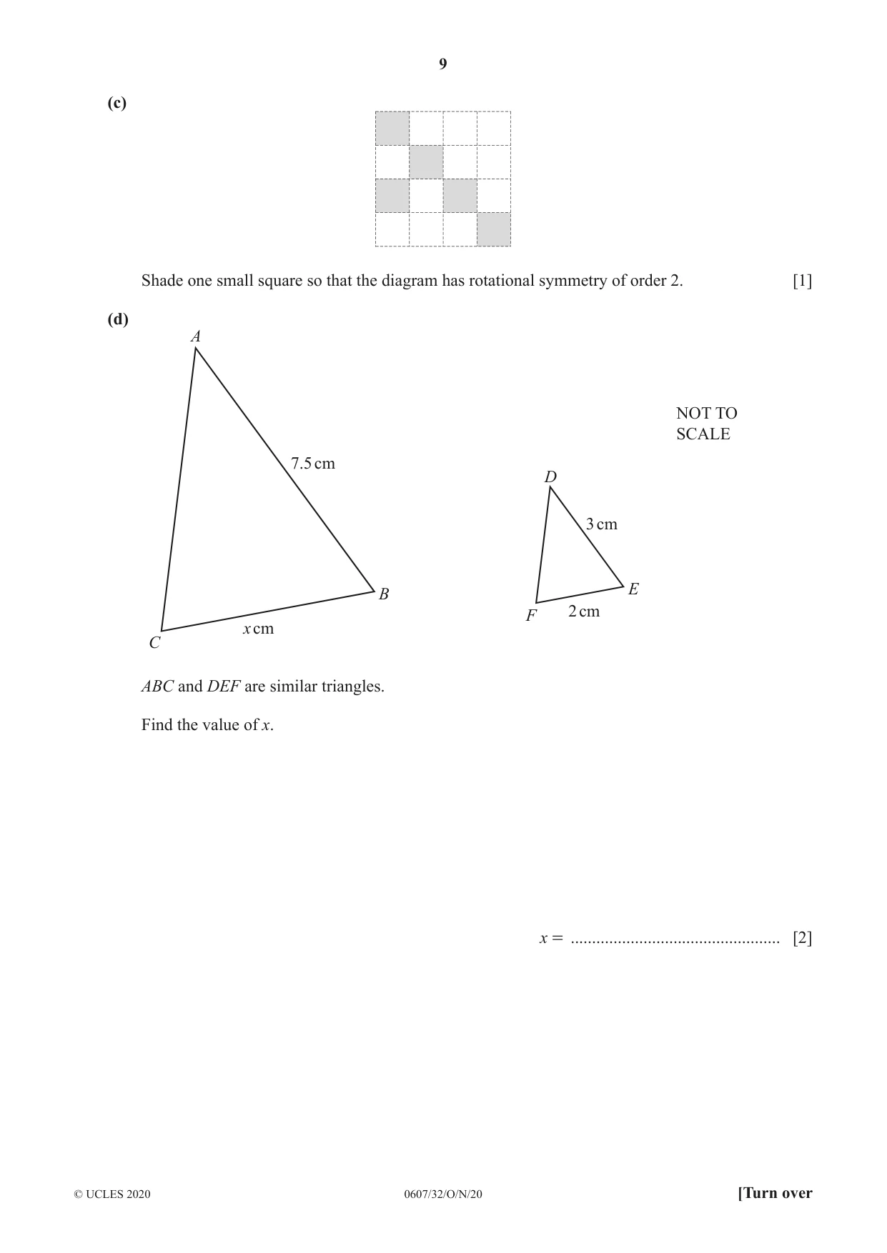 Cambridge IGCSE Mathematics - International 0607 2020 Oct/Nov Paper 3 · Variant 2 question paper, page 9 of 16