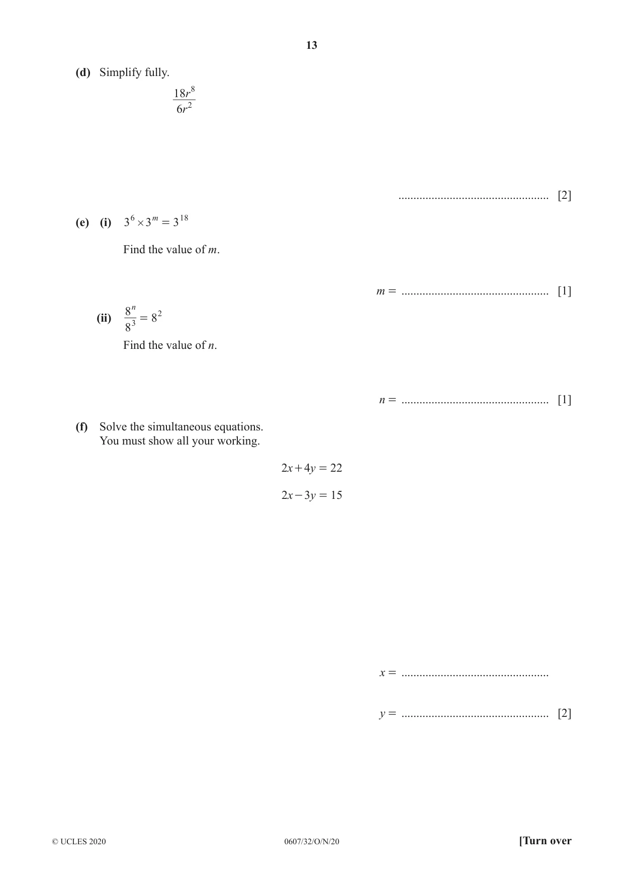Cambridge IGCSE Mathematics - International 0607 2020 Oct/Nov Paper 3 · Variant 2 question paper, page 13 of 16