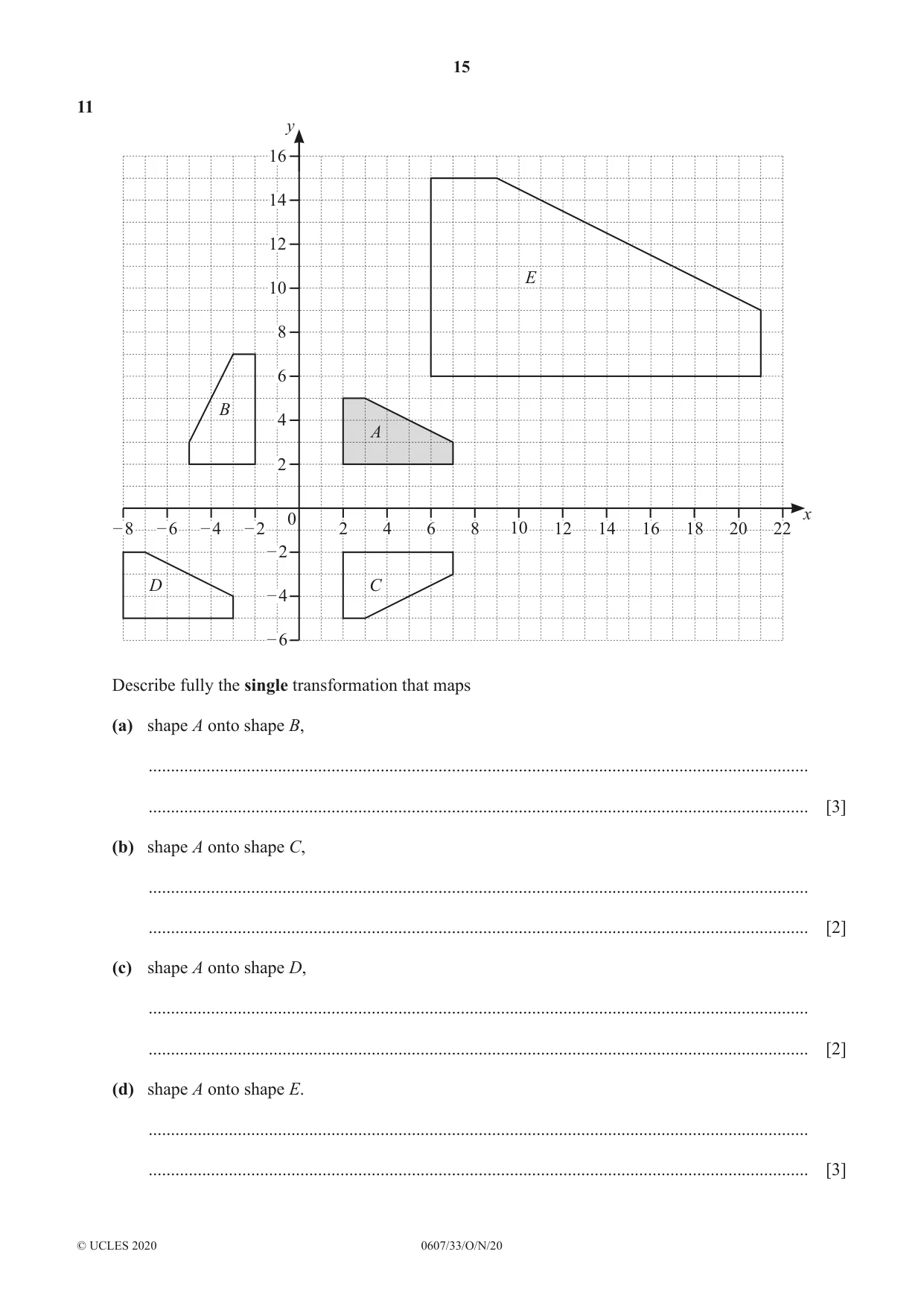Cambridge IGCSE Mathematics - International 0607 2020 Oct/Nov Paper 3 · Variant 3 question paper, page 15 of 16