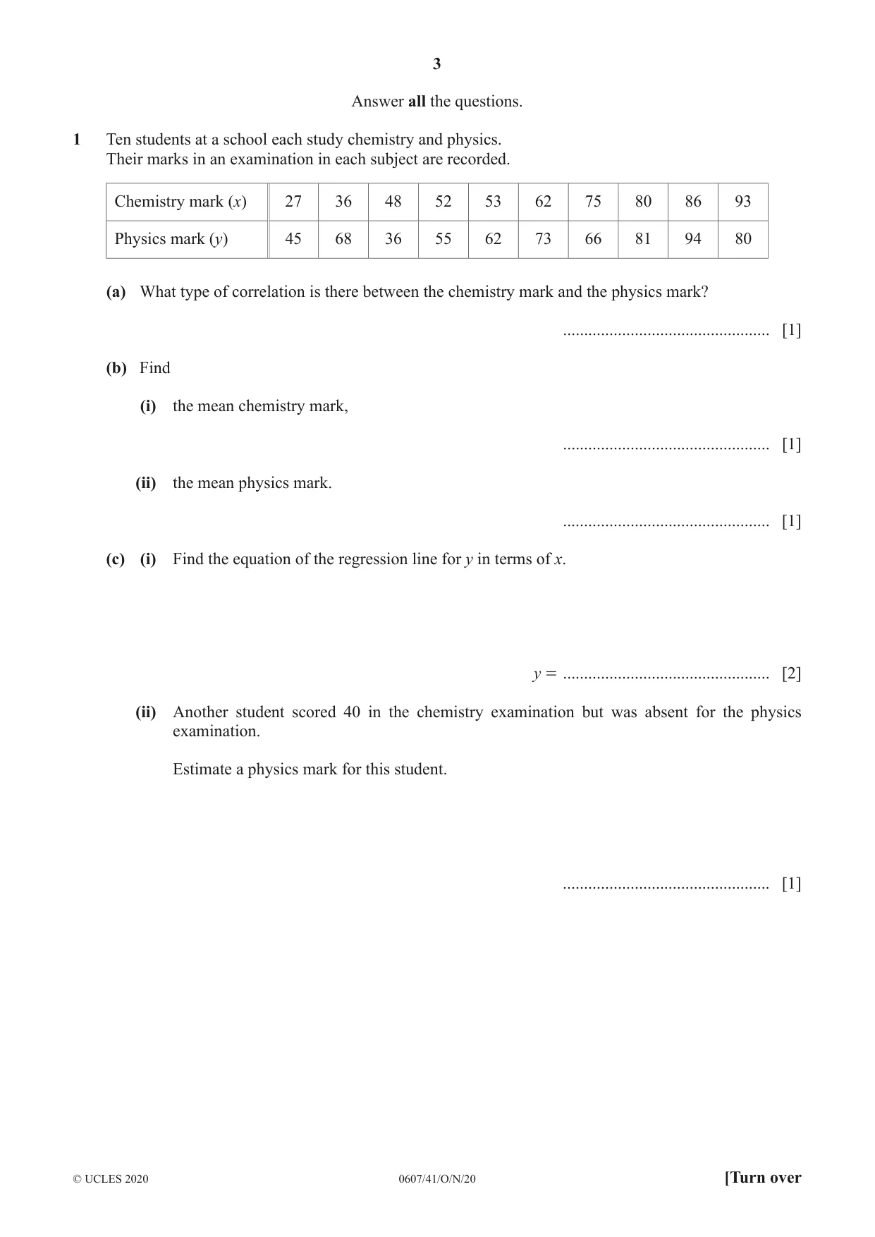 Cambridge IGCSE Mathematics - International 0607 2020 Oct/Nov Paper 4 · Variant 1 question paper, page 3 of 20