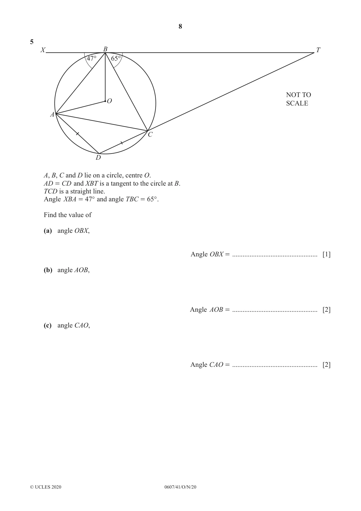 Cambridge IGCSE Mathematics - International 0607 2020 Oct/Nov Paper 4 · Variant 1 question paper, page 8 of 20