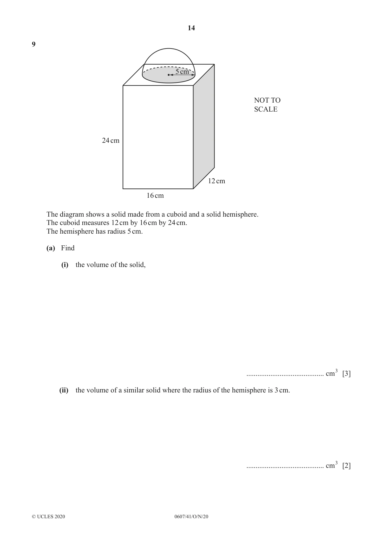 Cambridge IGCSE Mathematics - International 0607 2020 Oct/Nov Paper 4 · Variant 1 question paper, page 14 of 20