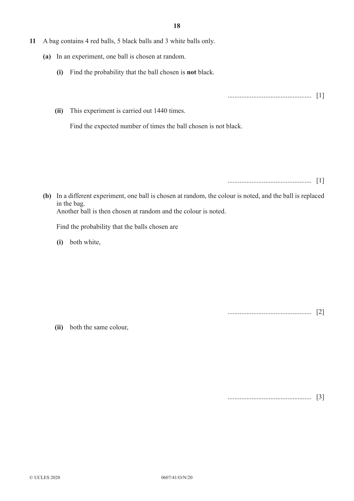 Cambridge IGCSE Mathematics - International 0607 2020 Oct/Nov Paper 4 · Variant 1 question paper, page 18 of 20