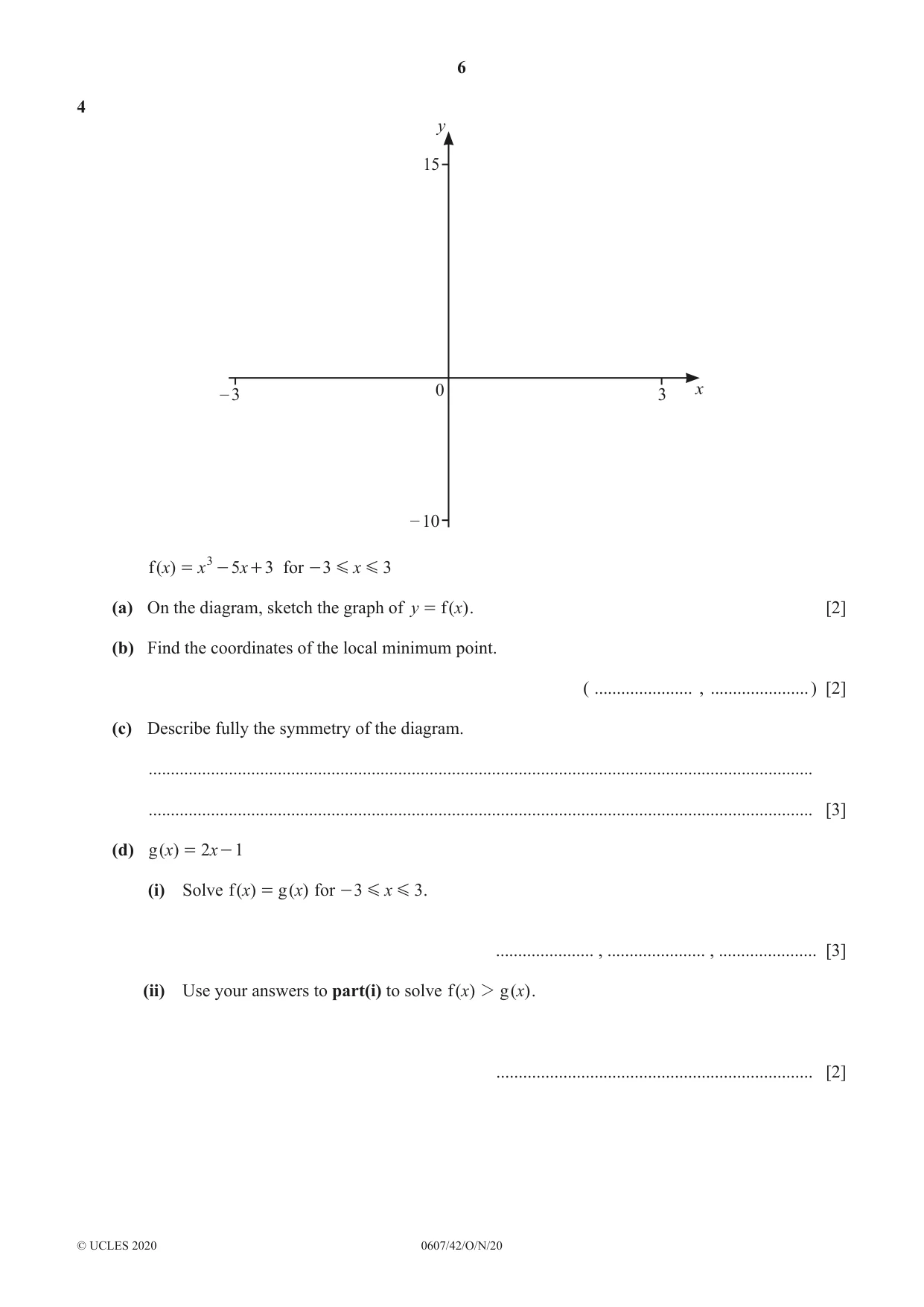 Cambridge IGCSE Mathematics - International 0607 2020 Oct/Nov Paper 4 · Variant 2 question paper, page 6 of 20