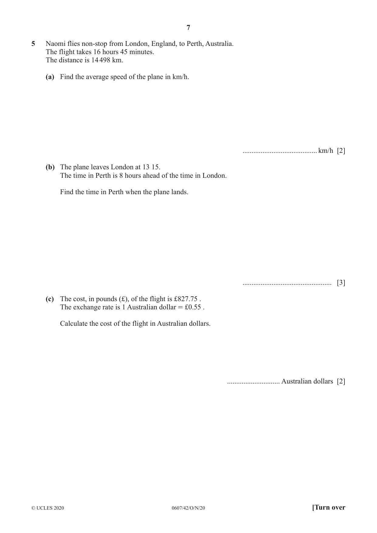 Cambridge IGCSE Mathematics - International 0607 2020 Oct/Nov Paper 4 · Variant 2 question paper, page 7 of 20