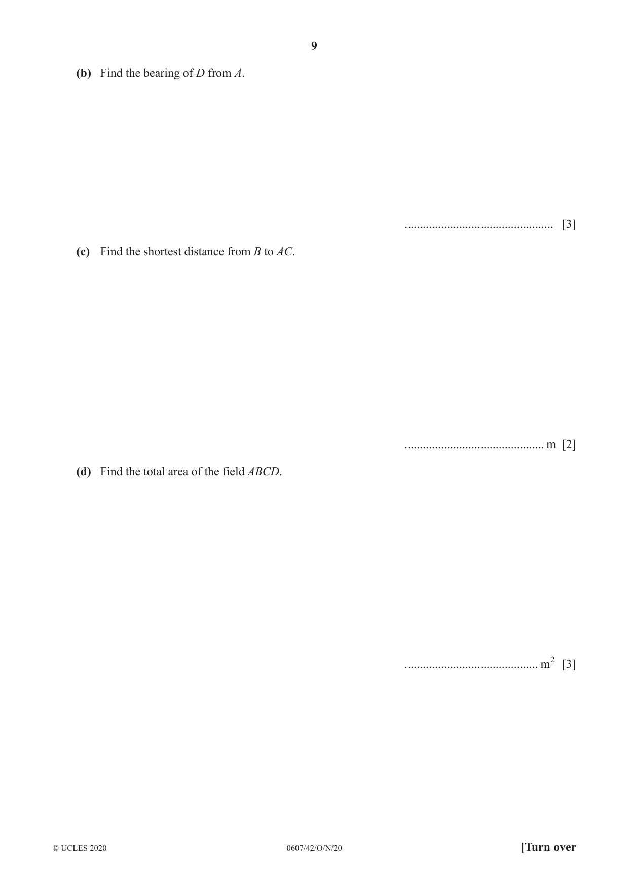 Cambridge IGCSE Mathematics - International 0607 2020 Oct/Nov Paper 4 · Variant 2 question paper, page 9 of 20
