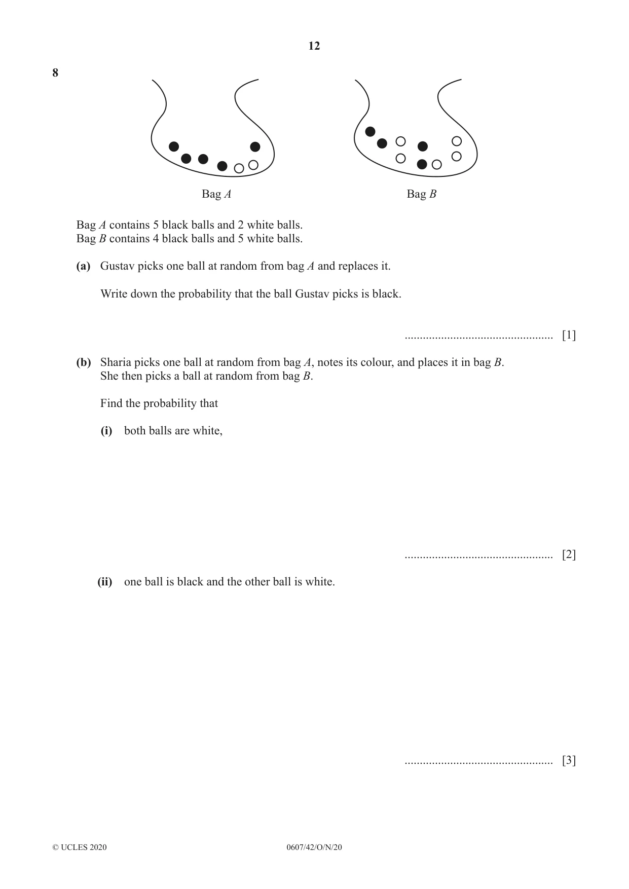 Cambridge IGCSE Mathematics - International 0607 2020 Oct/Nov Paper 4 · Variant 2 question paper, page 12 of 20