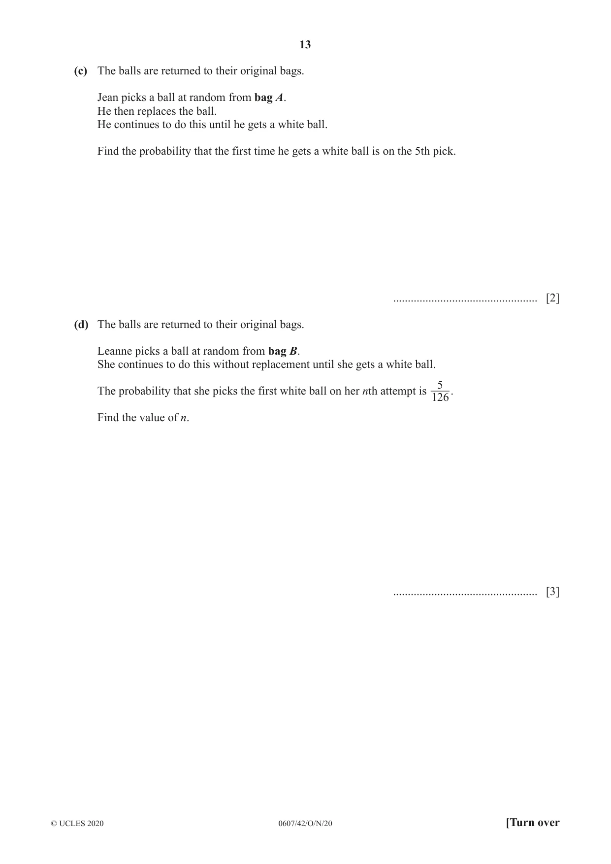 Cambridge IGCSE Mathematics - International 0607 2020 Oct/Nov Paper 4 · Variant 2 question paper, page 13 of 20