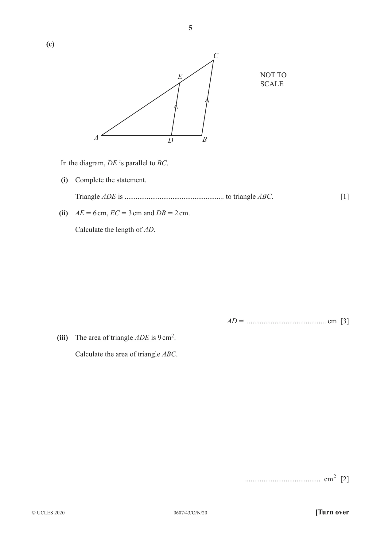 Cambridge IGCSE Mathematics - International 0607 2020 Oct/Nov Paper 4 · Variant 3 question paper, page 5 of 20