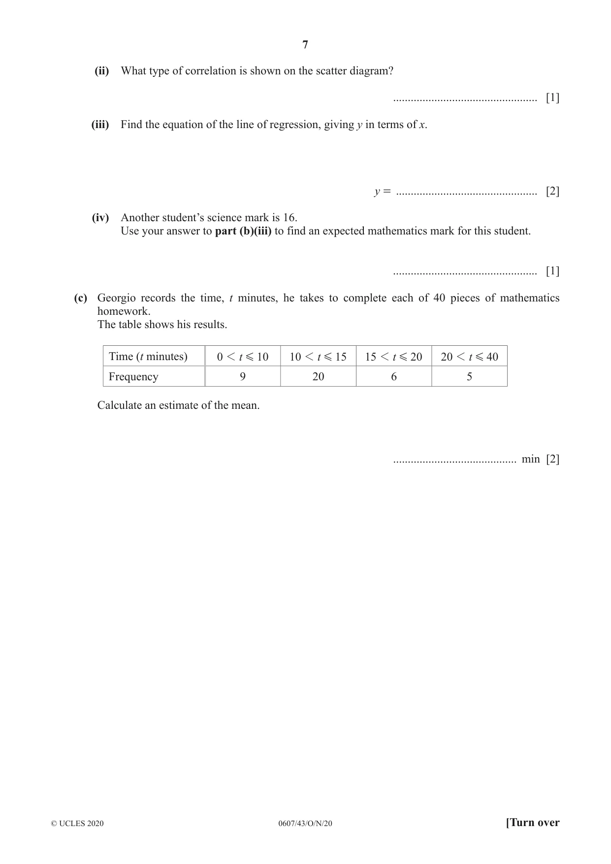 Cambridge IGCSE Mathematics - International 0607 2020 Oct/Nov Paper 4 · Variant 3 question paper, page 7 of 20