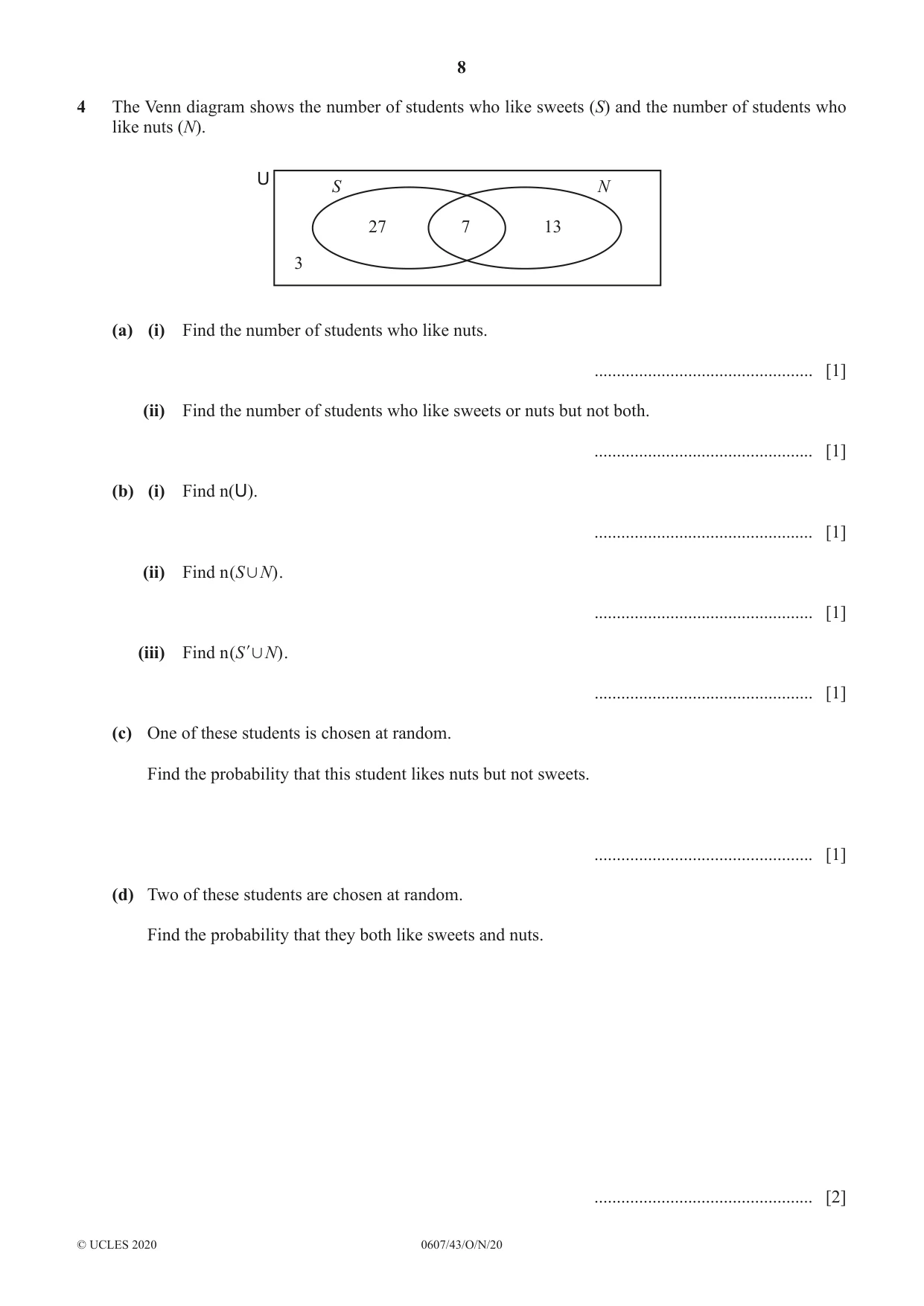 Cambridge IGCSE Mathematics - International 0607 2020 Oct/Nov Paper 4 · Variant 3 question paper, page 8 of 20