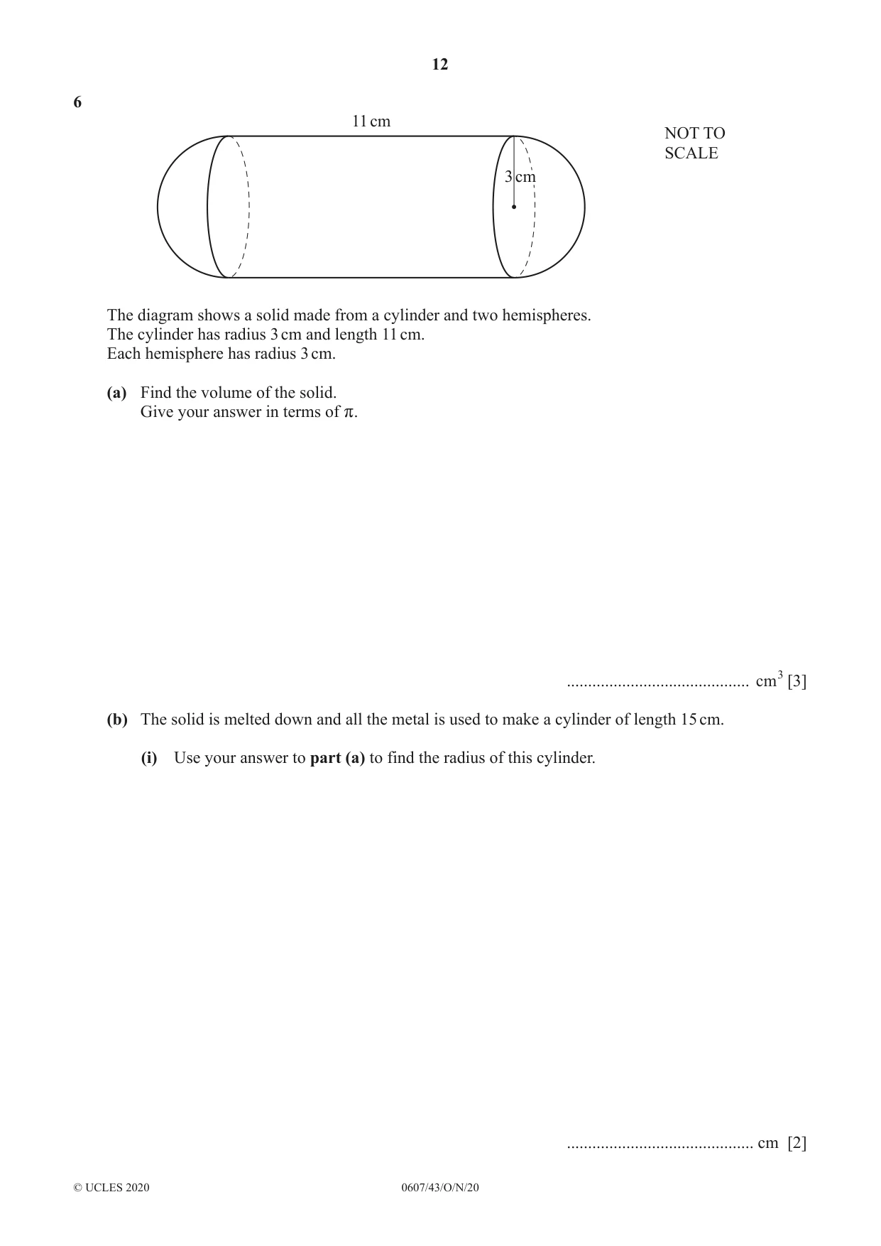 Cambridge IGCSE Mathematics - International 0607 2020 Oct/Nov Paper 4 · Variant 3 question paper, page 12 of 20