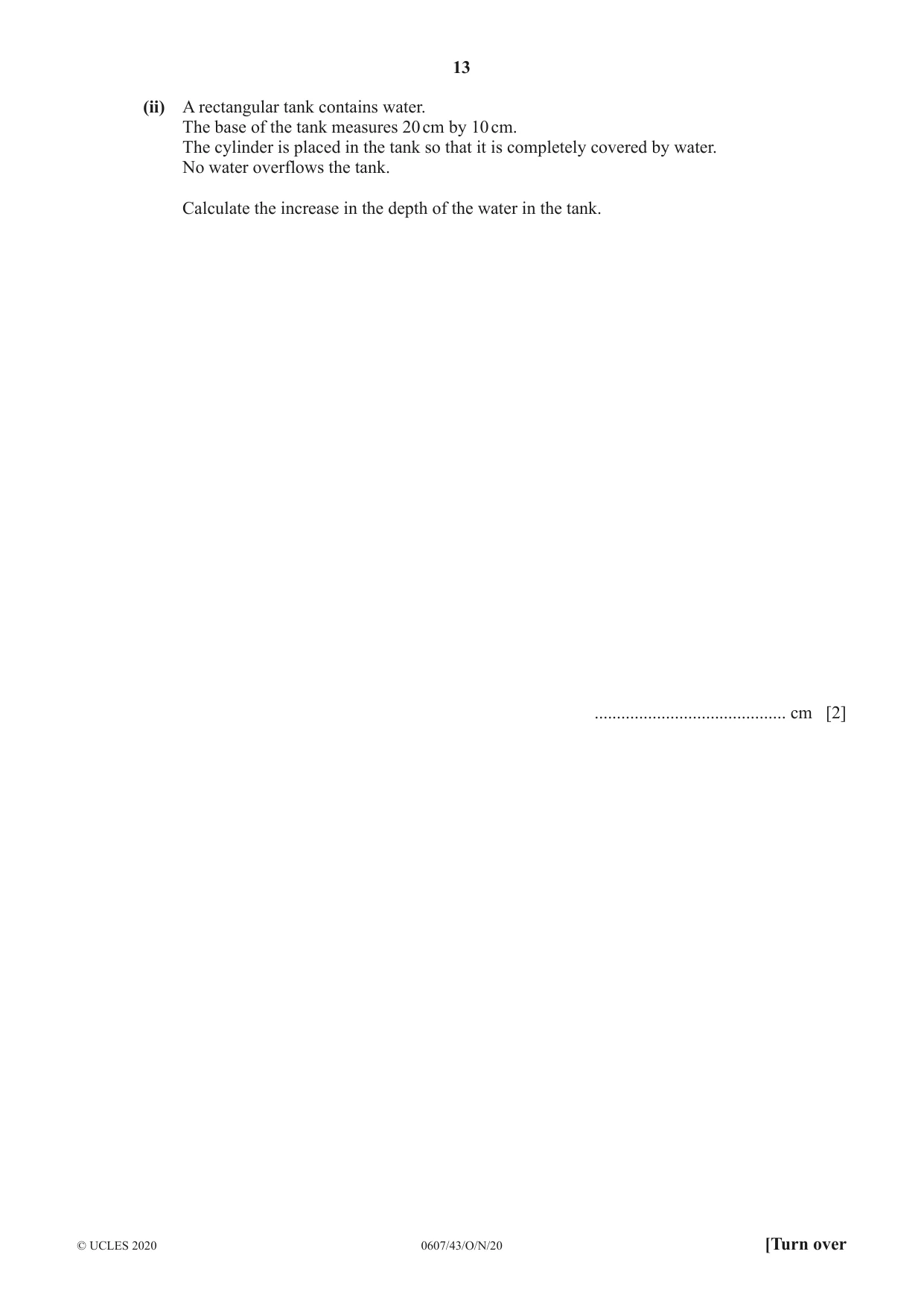 Cambridge IGCSE Mathematics - International 0607 2020 Oct/Nov Paper 4 · Variant 3 question paper, page 13 of 20